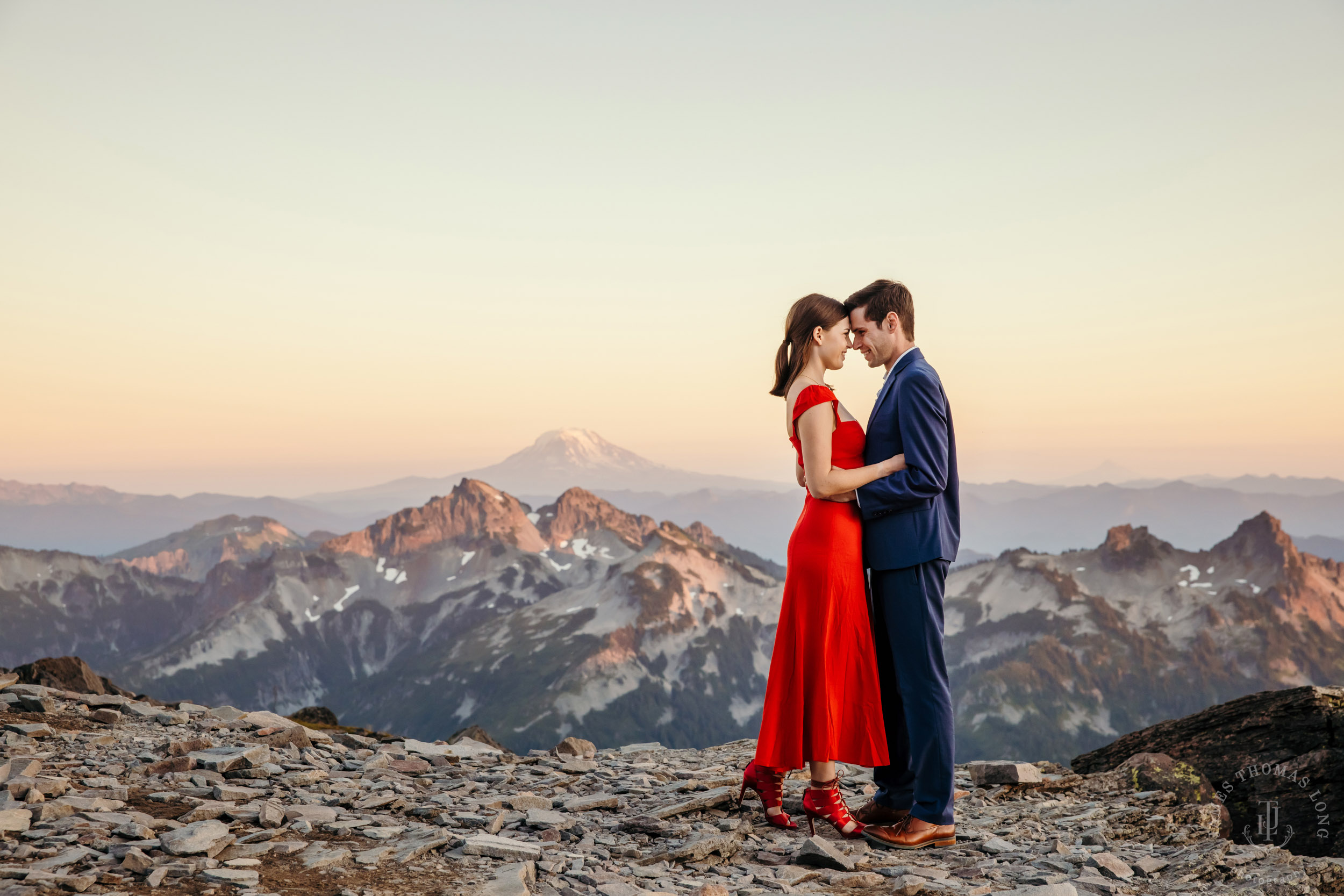 Mount Rainier adventure engagement session by Seattle adventure elopement photographer James Thomas Long Photography