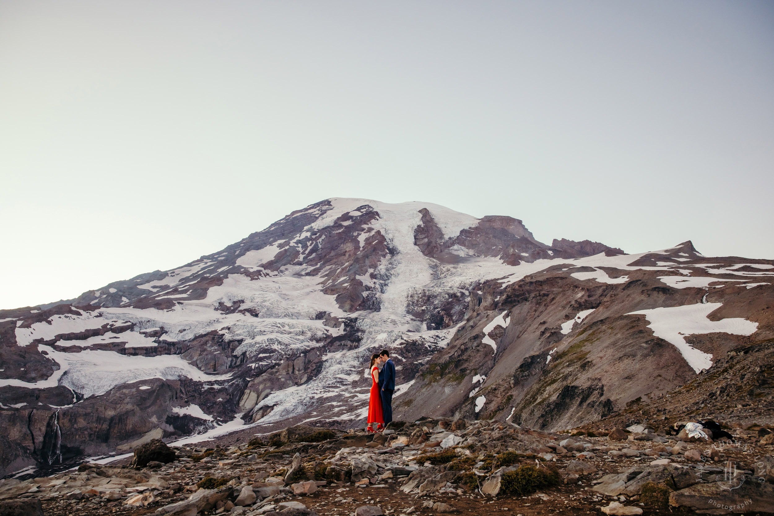 Mount Rainier adventure engagement session by Seattle adventure elopement photographer James Thomas Long Photography