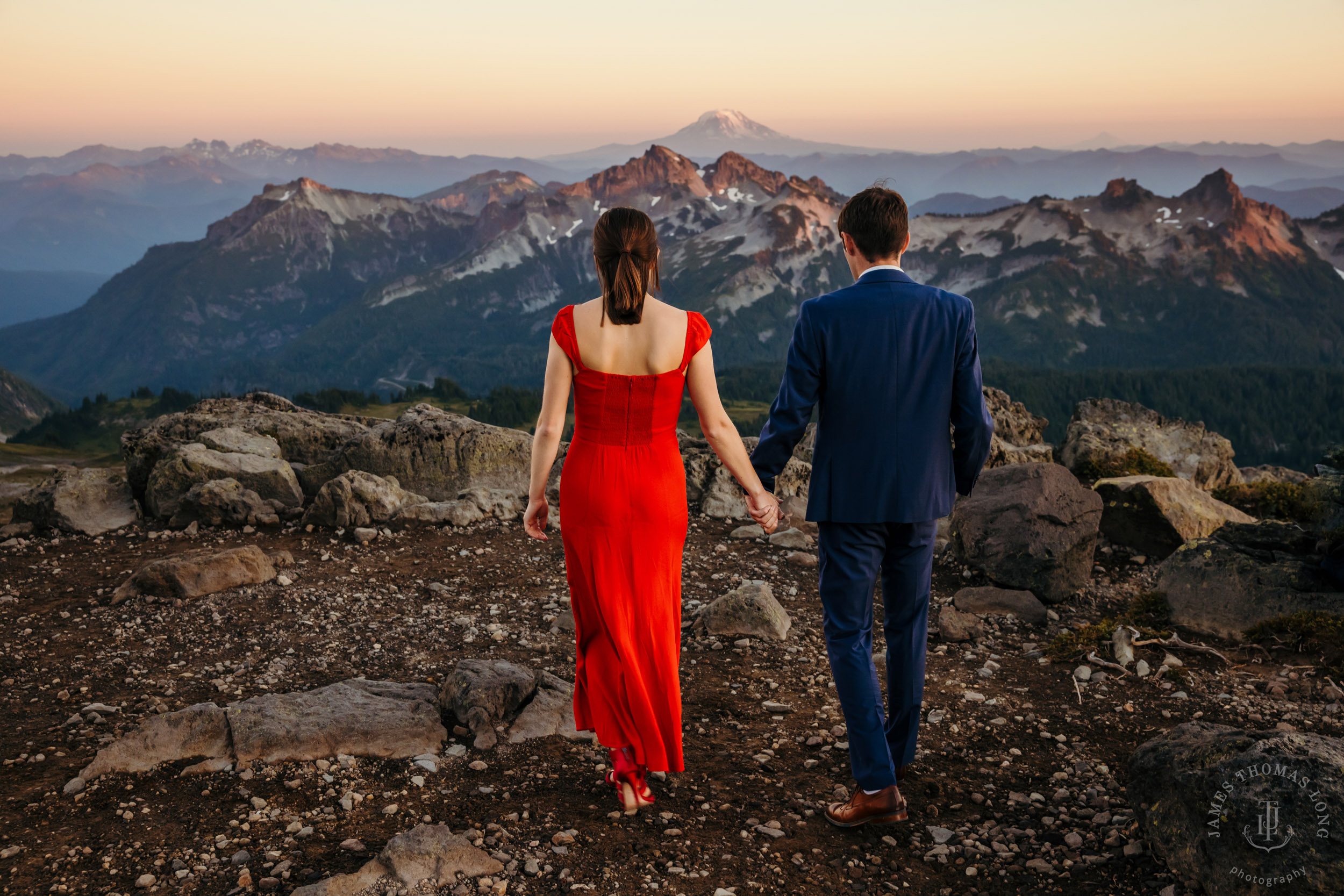 Mount Rainier adventure engagement session by Seattle adventure elopement photographer James Thomas Long Photography