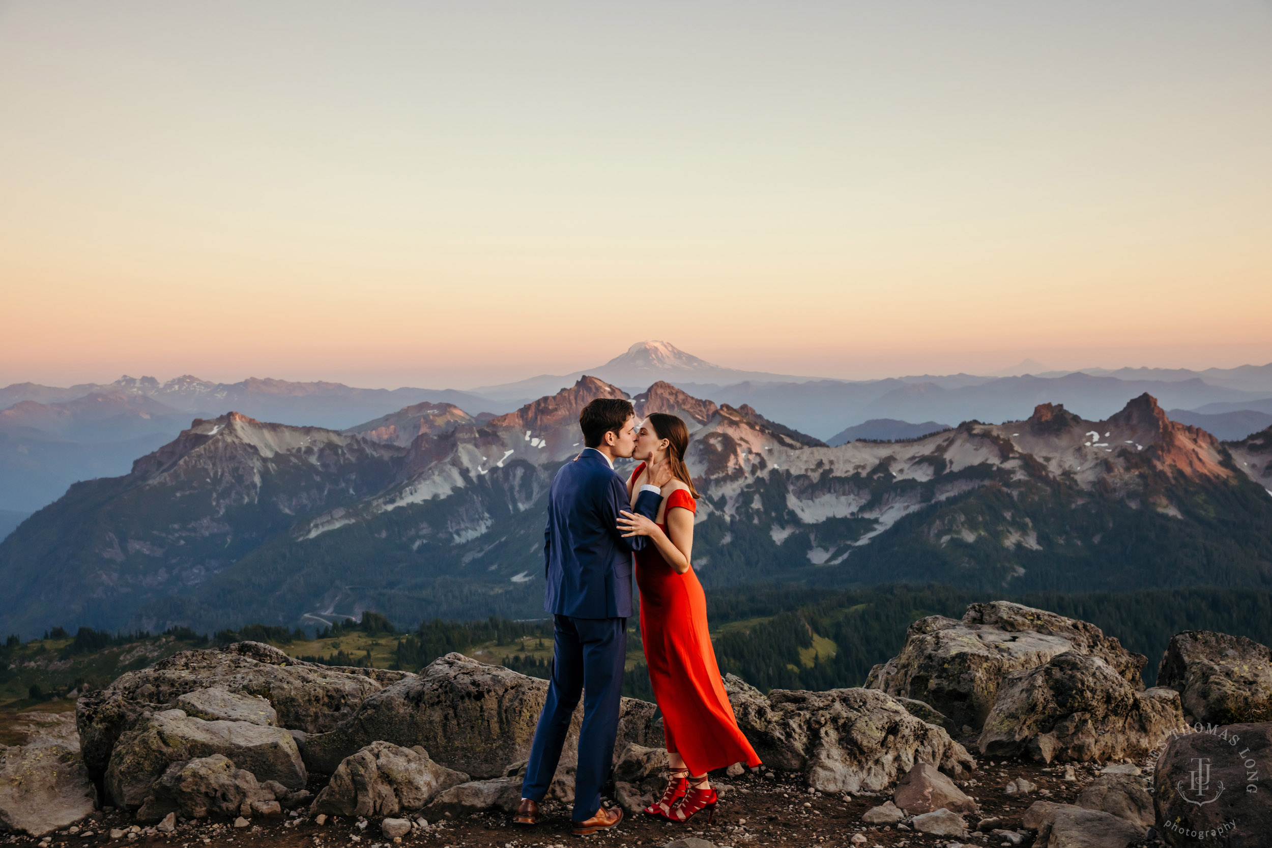 Mount Rainier adventure engagement session by Seattle adventure elopement photographer James Thomas Long Photography