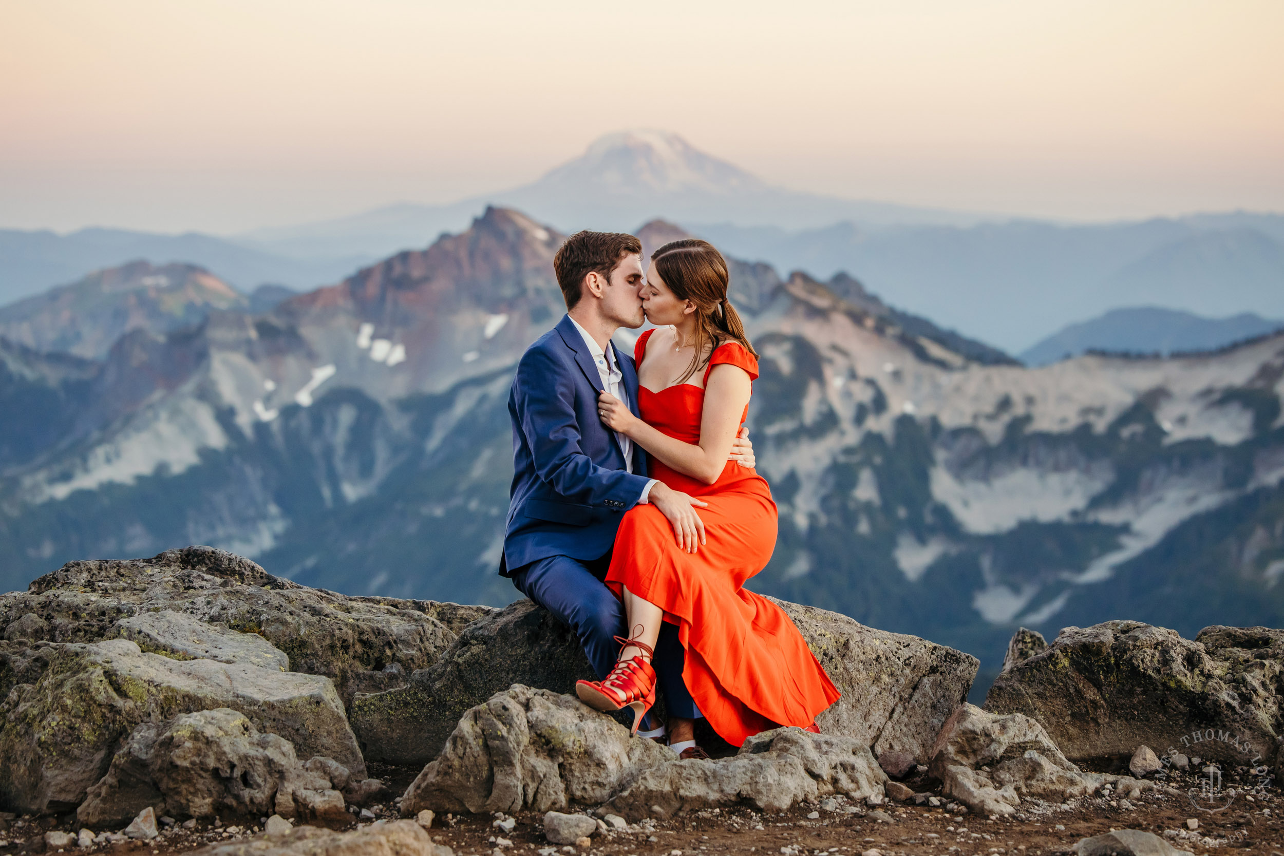 Mount Rainier adventure engagement session by Seattle adventure elopement photographer James Thomas Long Photography