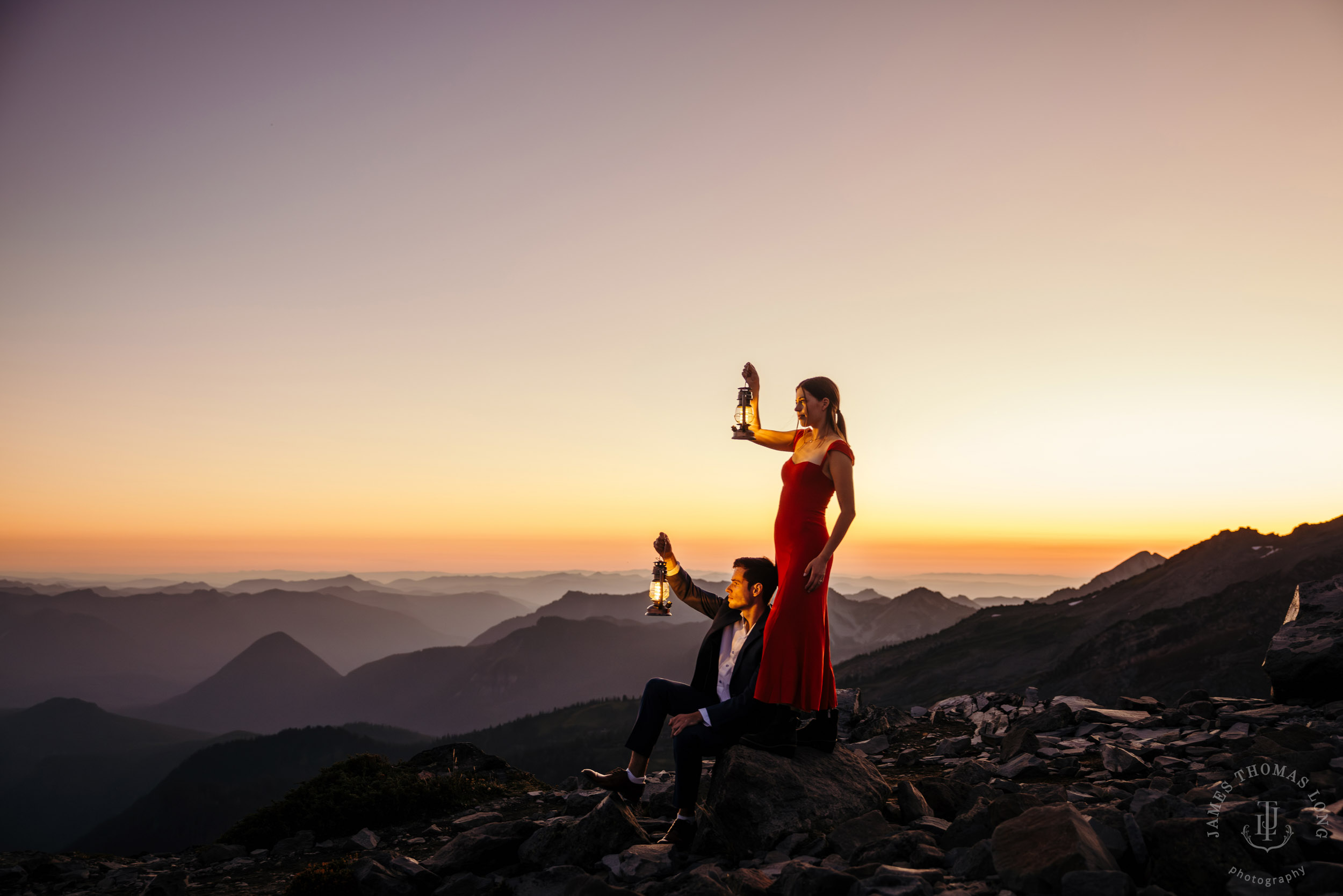 Mount Rainier adventure engagement session by Seattle adventure elopement photographer James Thomas Long Photography