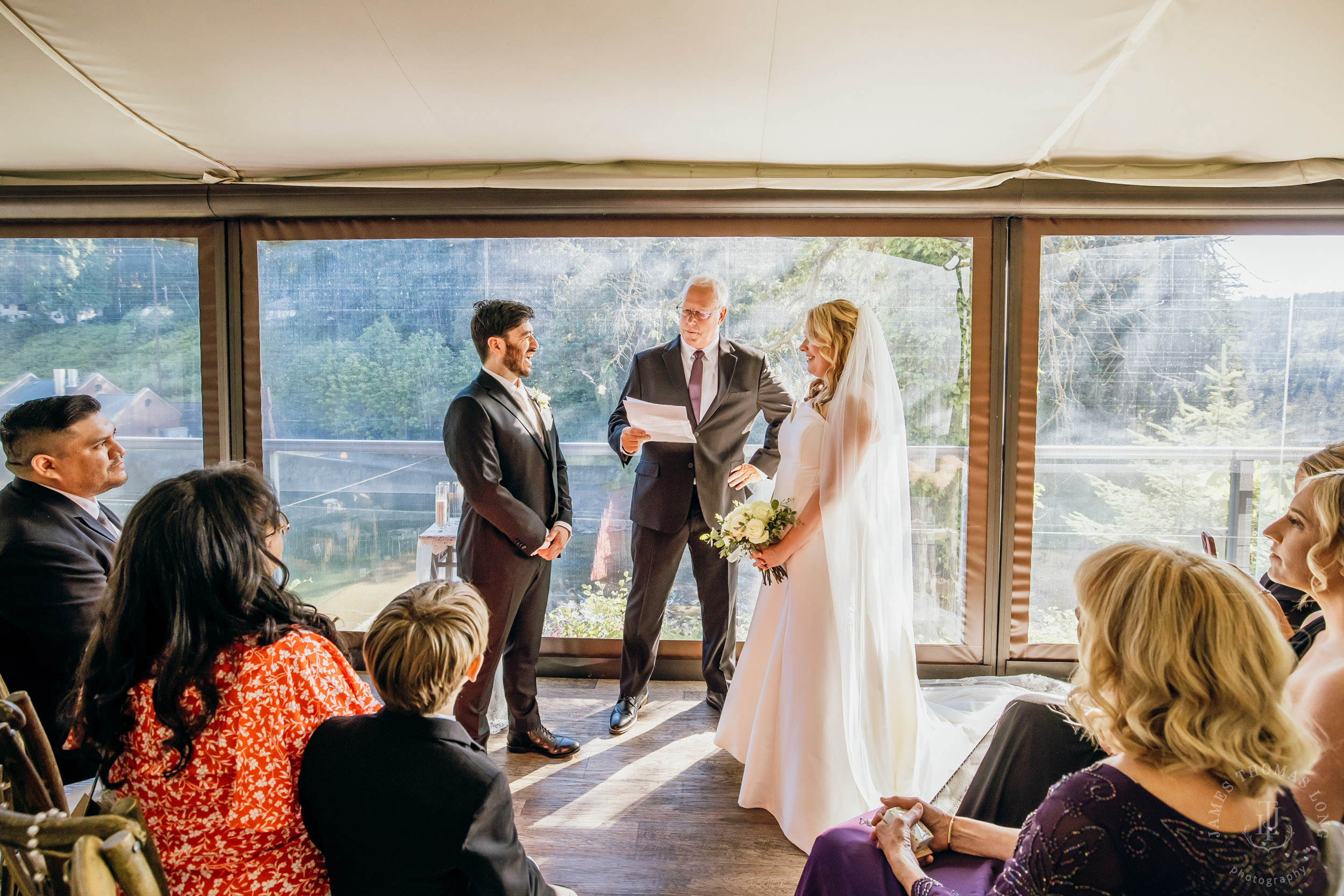 Salish Lodge & Spa Snoqualmie intimate wedding by Snoqualmie wedding photographer James Thomas Long Photography