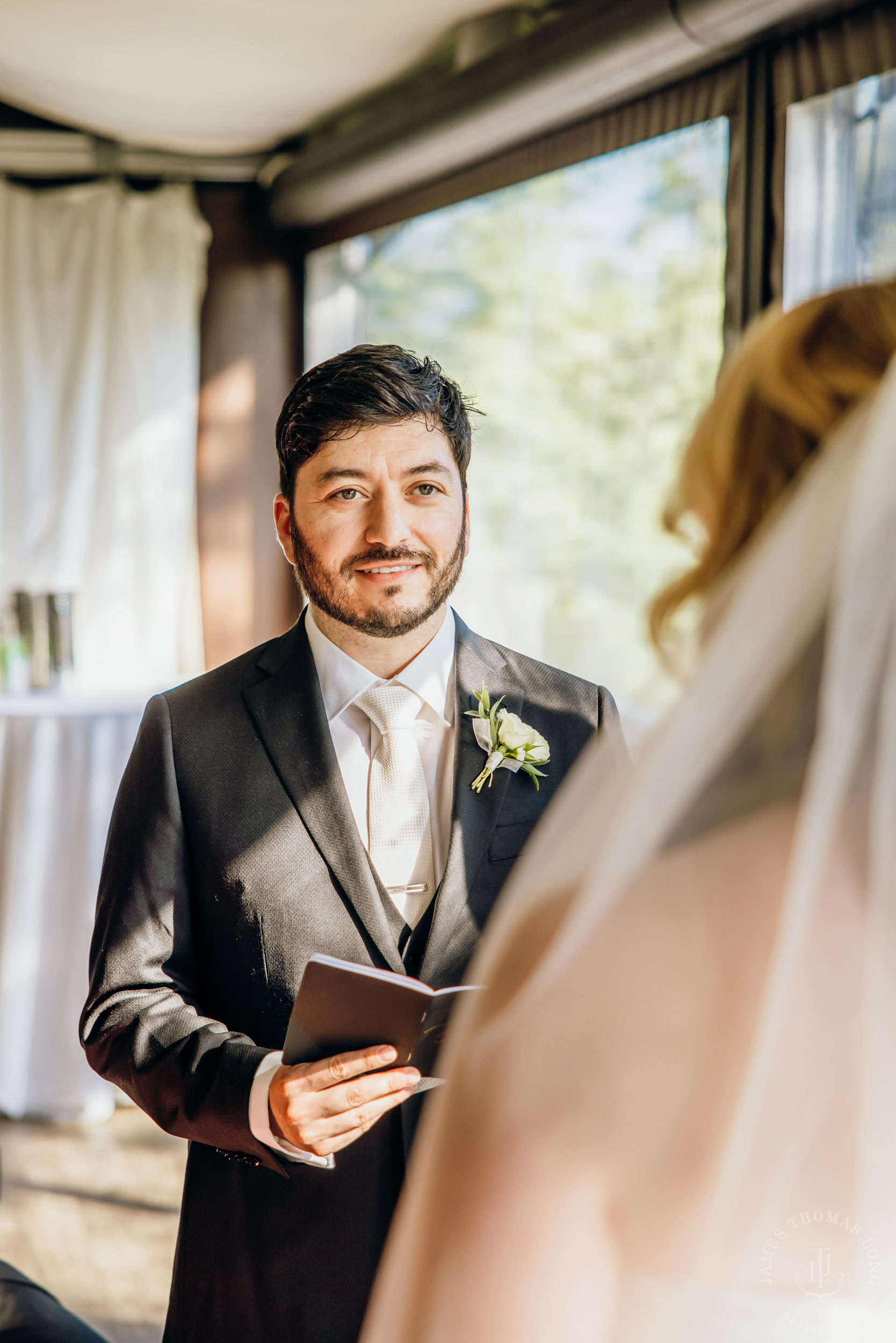 Salish Lodge & Spa Snoqualmie intimate wedding by Snoqualmie wedding photographer James Thomas Long Photography