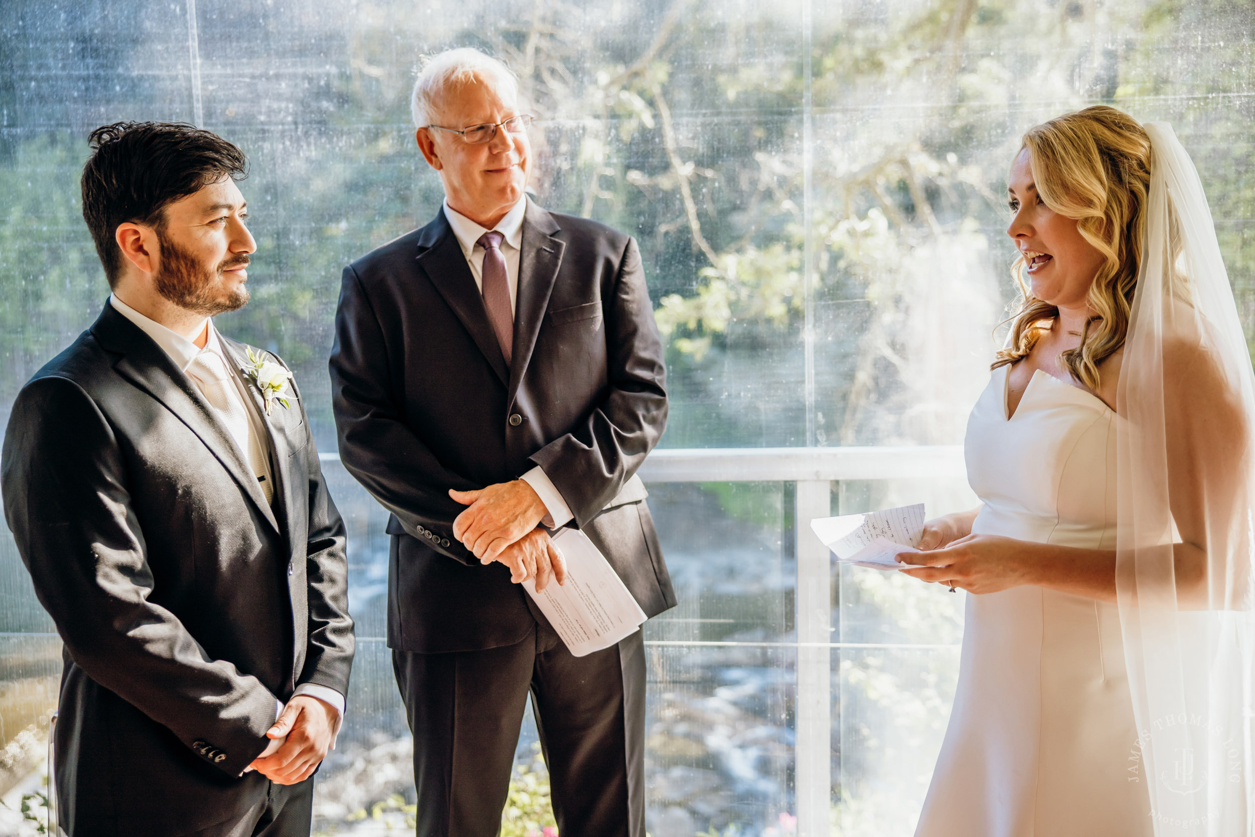 Salish Lodge & Spa Snoqualmie intimate wedding by Snoqualmie wedding photographer James Thomas Long Photography