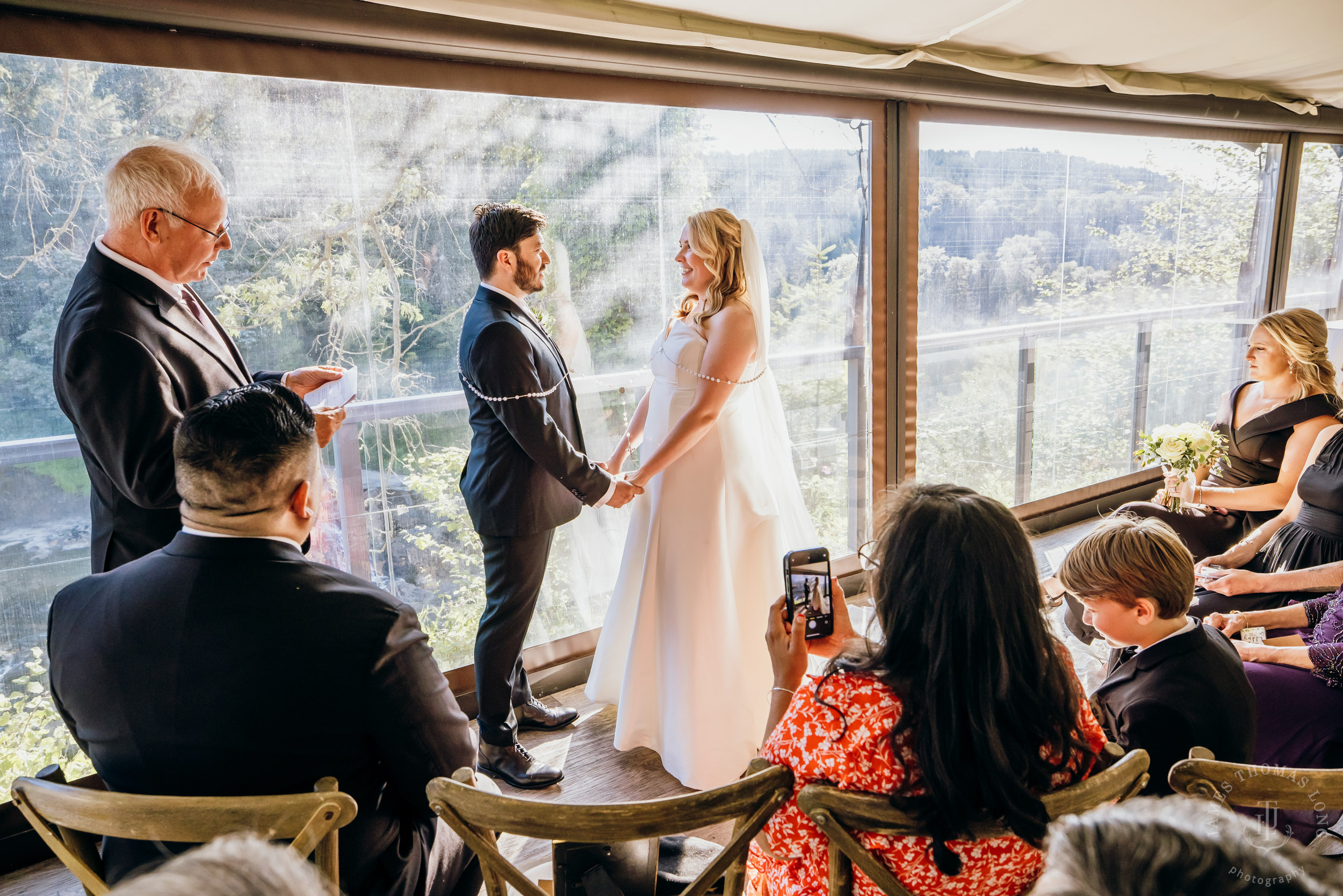 Salish Lodge & Spa Snoqualmie intimate wedding by Snoqualmie wedding photographer James Thomas Long Photography