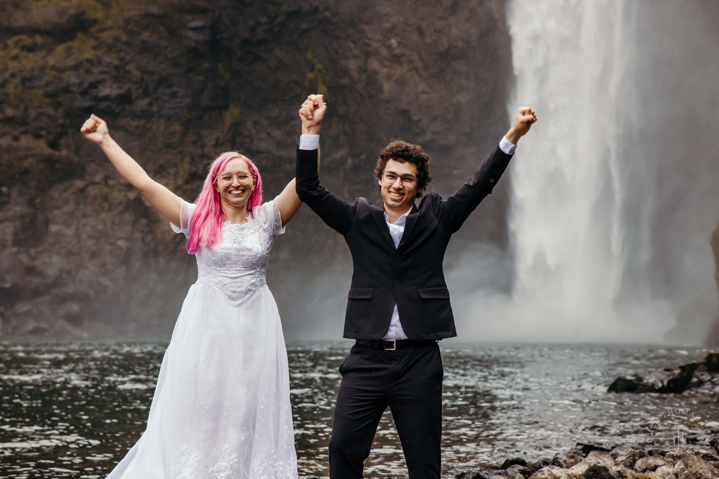 Snoqualmie Falls Salish Lodge wedding by Snoqualmie adventure wedding photographer James Thomas Long Photography