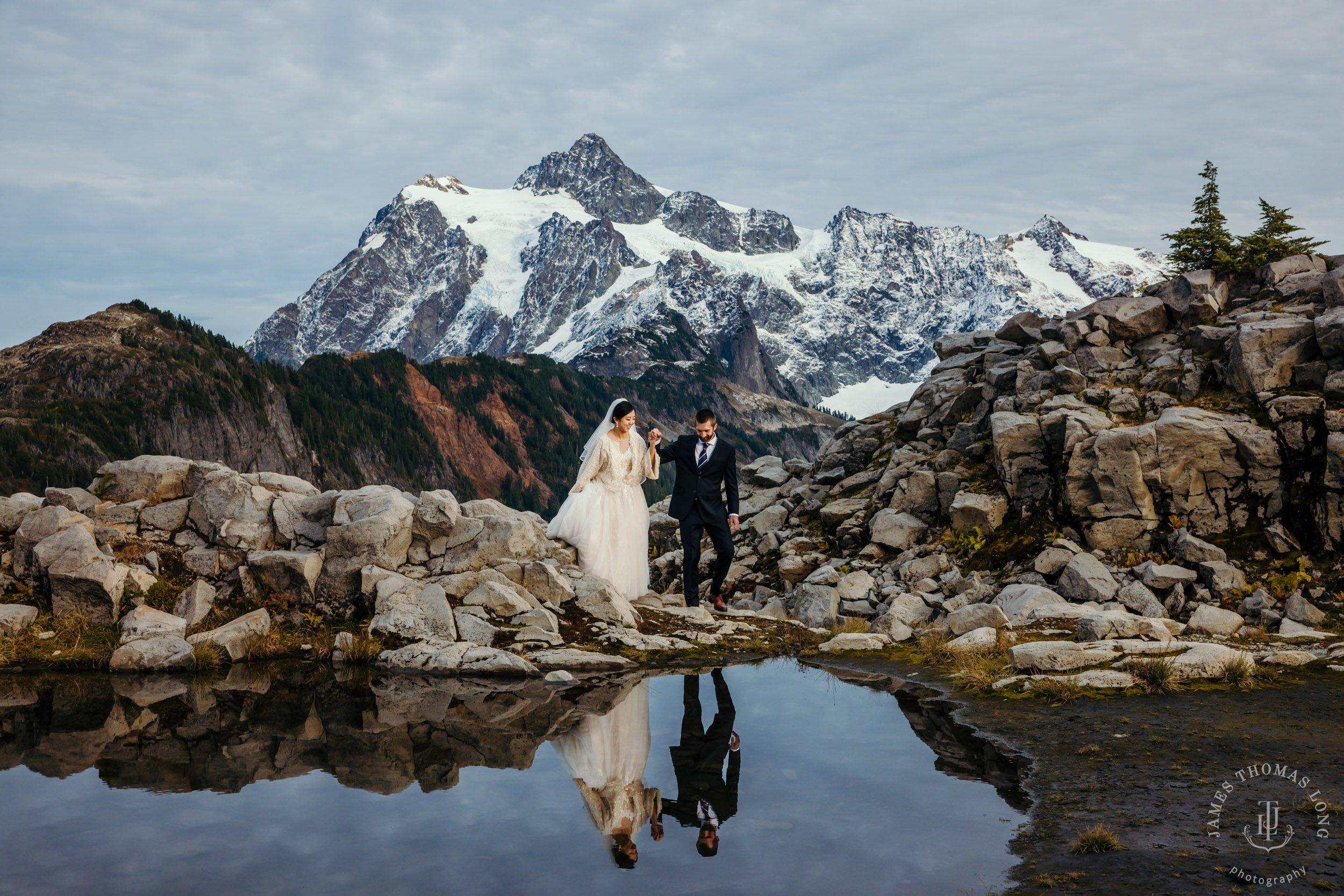 Mount Baker Cascade Mountain adventure elopement by Seattle adventure elopement photographer James Thomas Long Photography