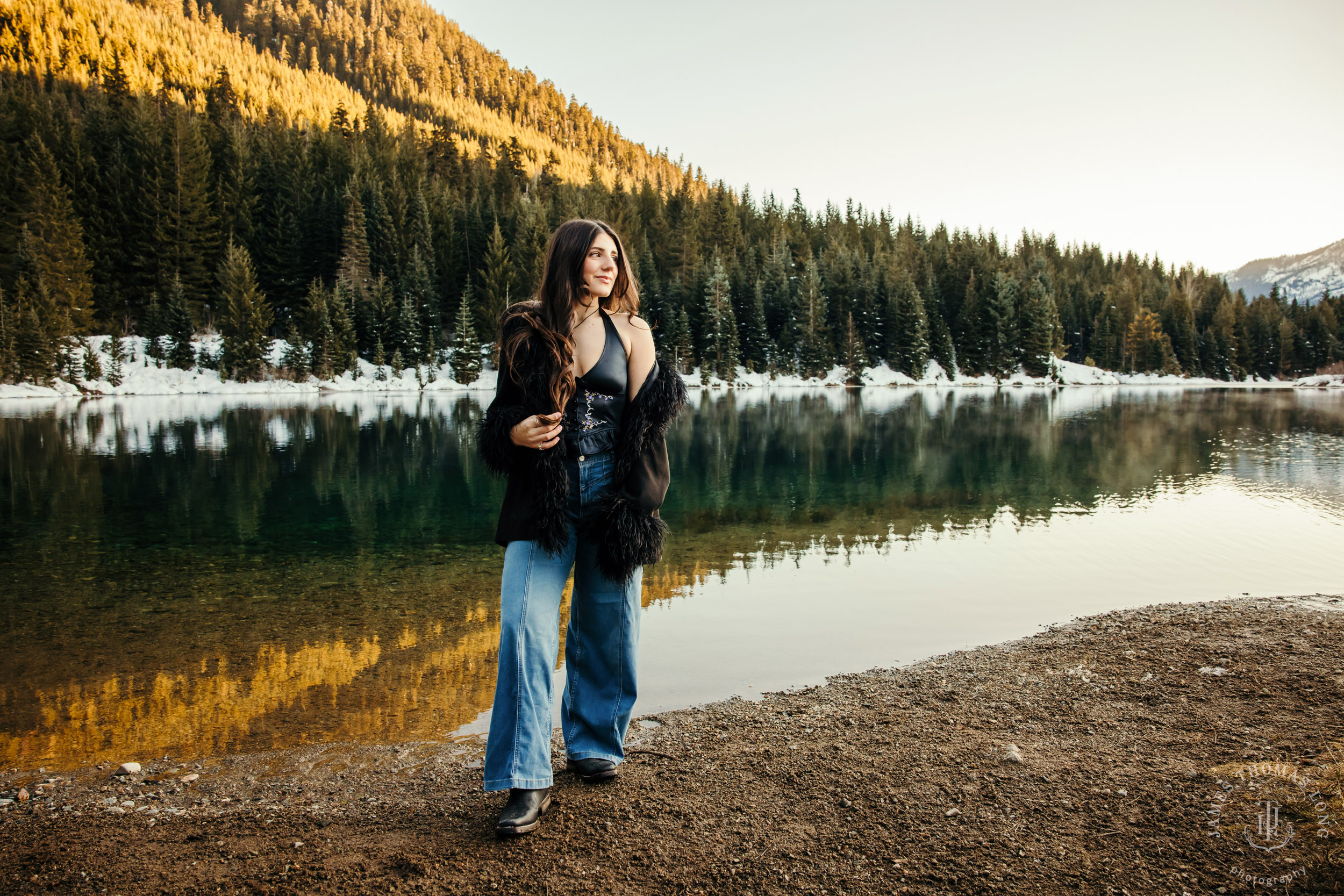 Cascade Mountain HS senior portrait session in the snow by Seattle senior portrait photographer James Thomas Long Photography