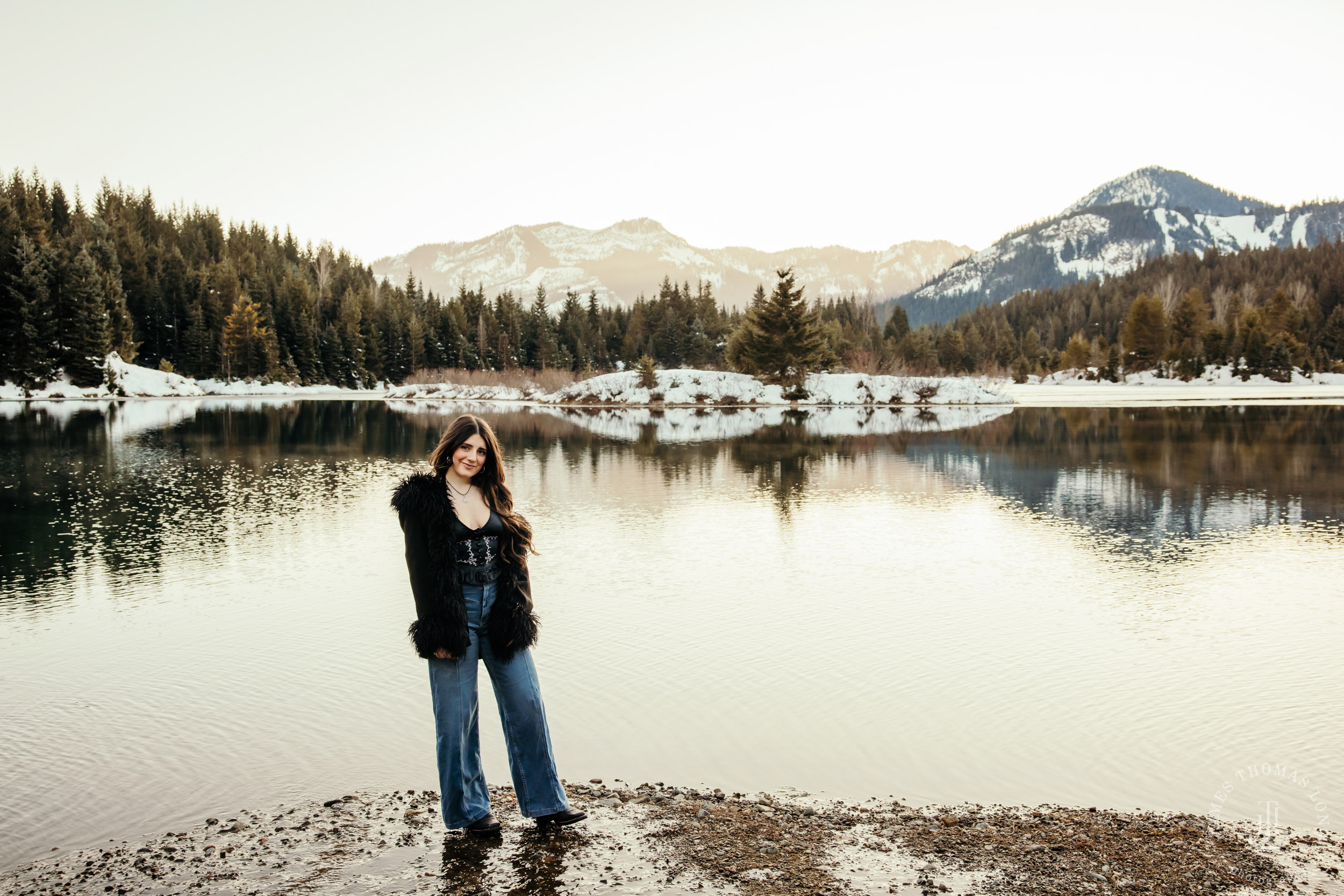 Cascade Mountain HS senior portrait session in the snow by Seattle senior portrait photographer James Thomas Long Photography