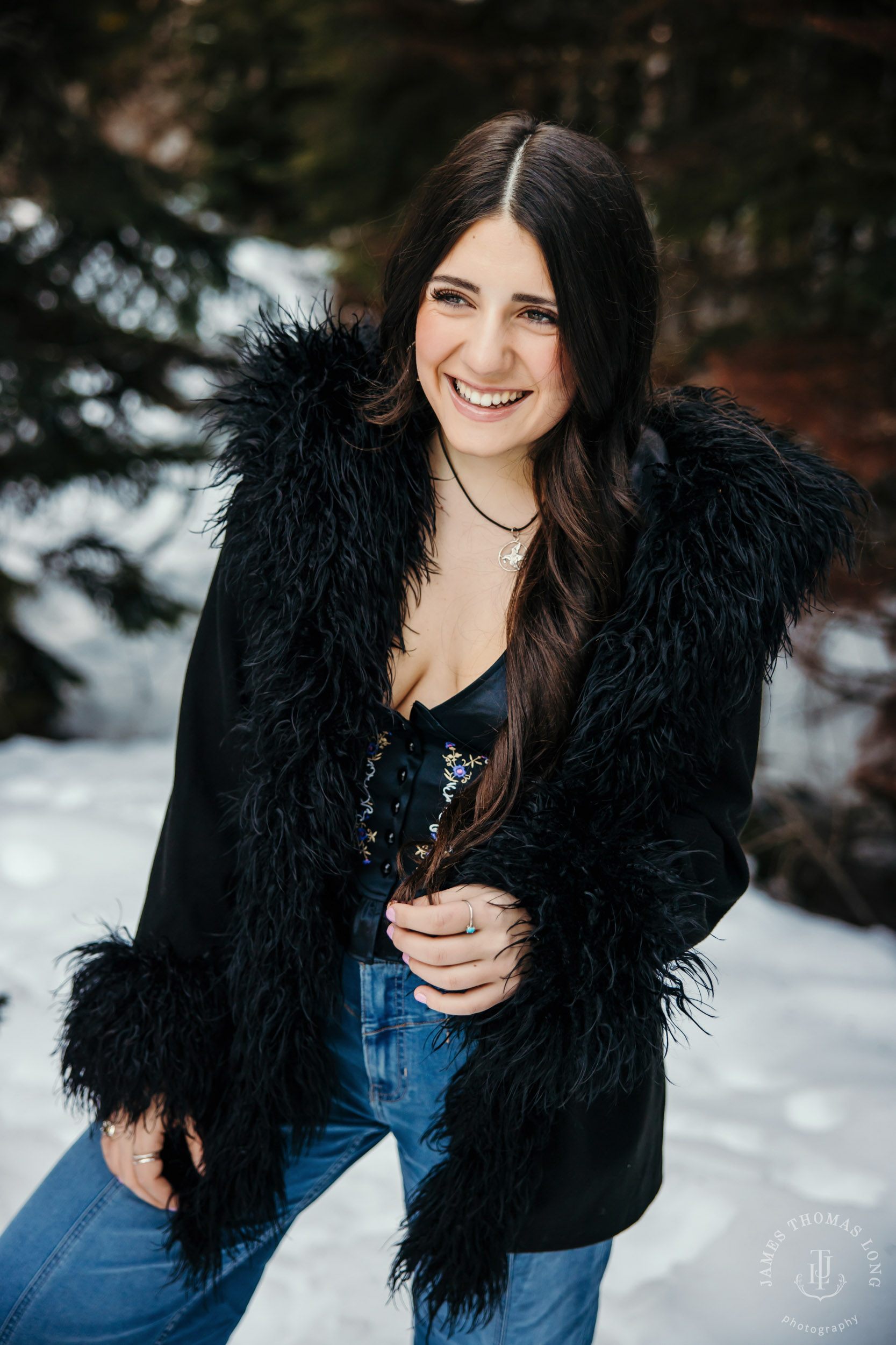 Cascade Mountain HS senior portrait session in the snow by Seattle senior portrait photographer James Thomas Long Photography