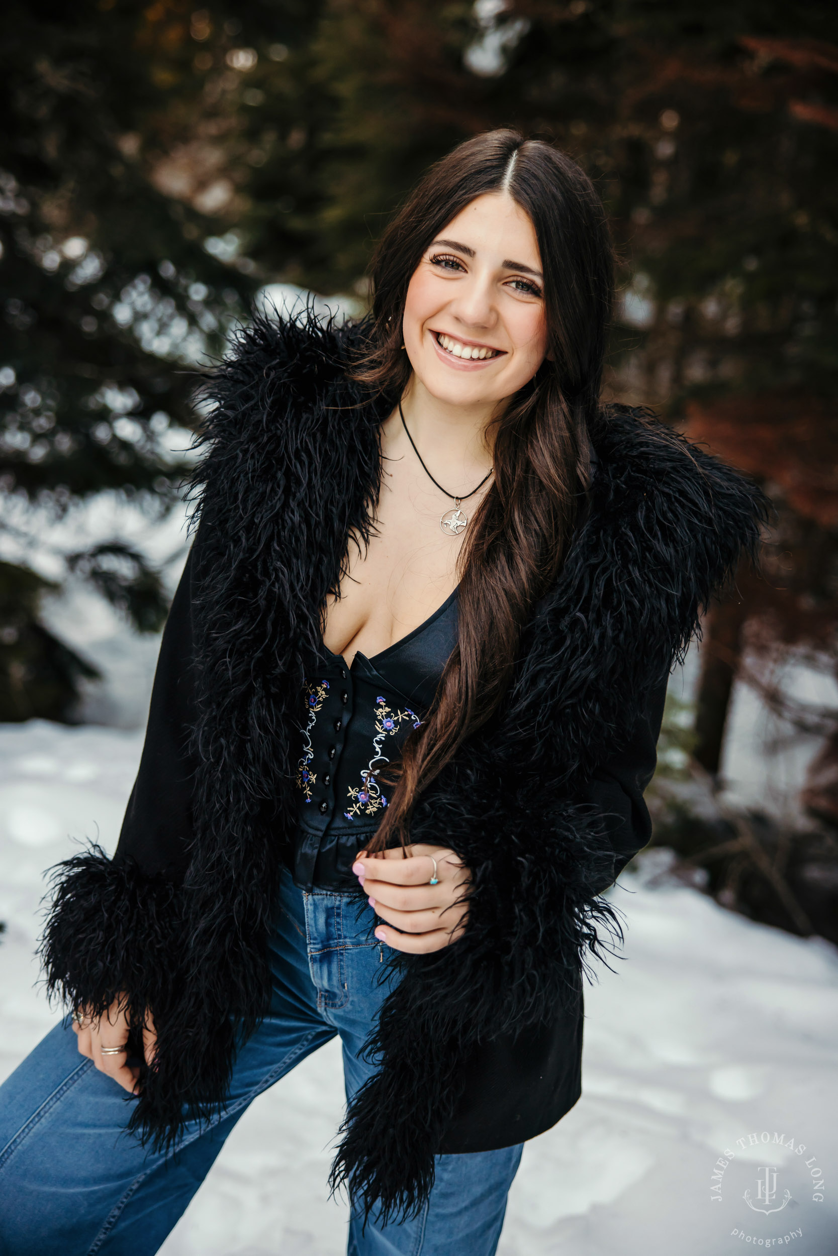 Cascade Mountain HS senior portrait session in the snow by Seattle senior portrait photographer James Thomas Long Photography