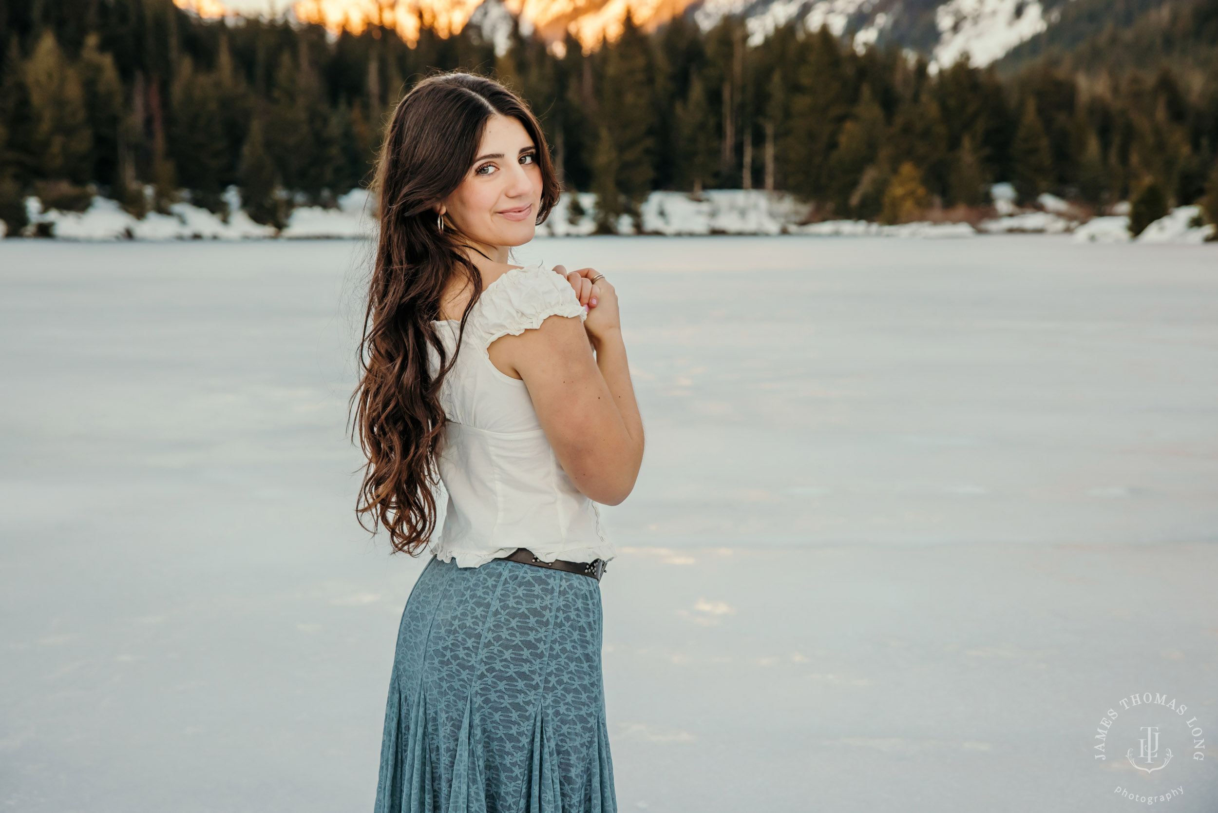 Cascade Mountain HS senior portrait session in the snow by Seattle senior portrait photographer James Thomas Long Photography