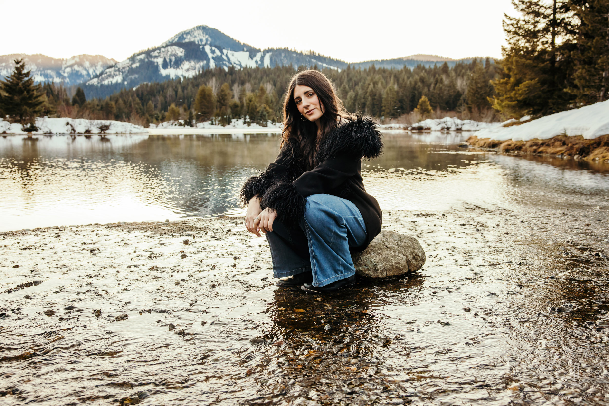 Cascade Mountain HS senior portrait session in the snow by Seattle senior portrait photographer James Thomas Long Photography