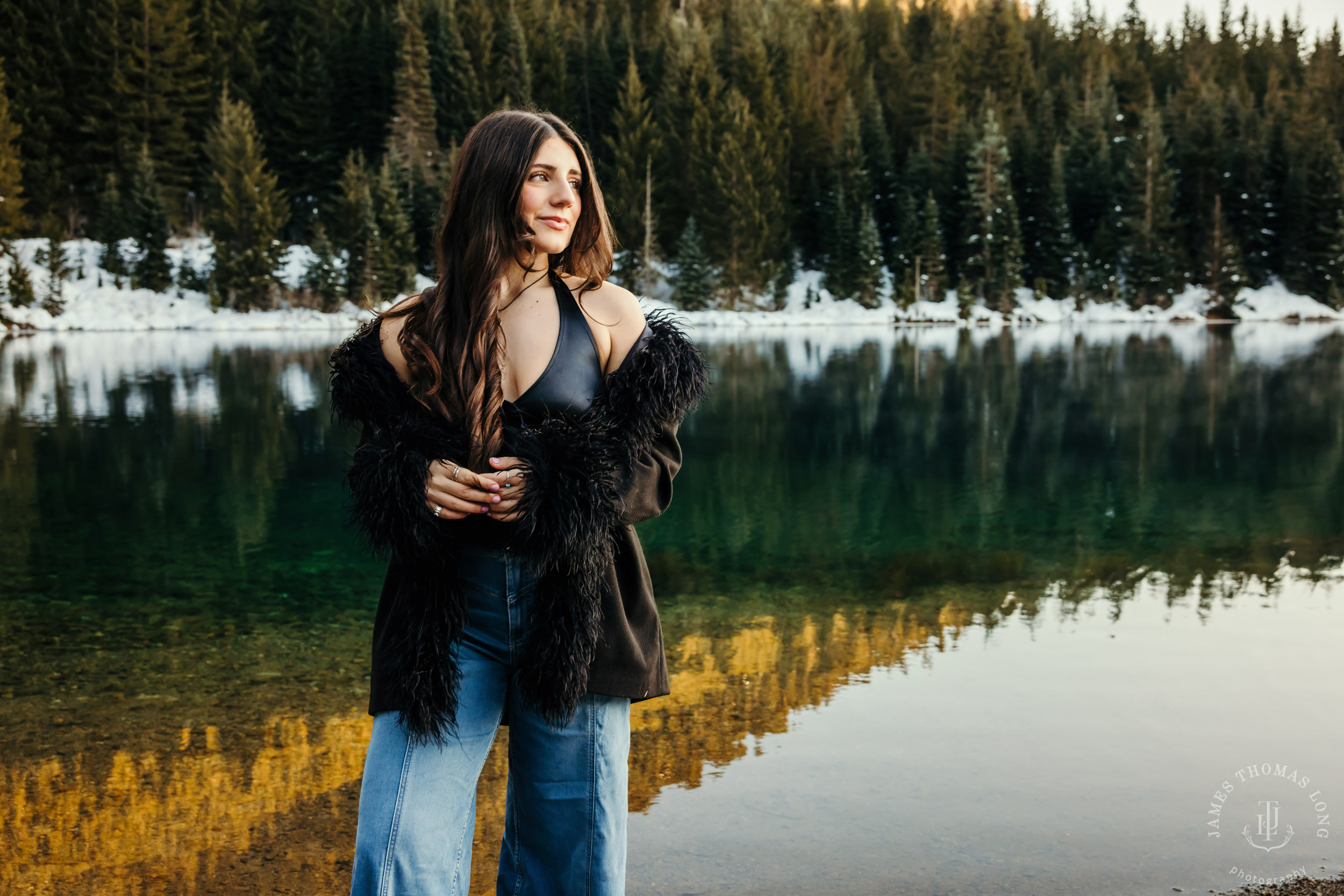 Cascade Mountain HS senior portrait session in the snow by Seattle senior portrait photographer James Thomas Long Photography