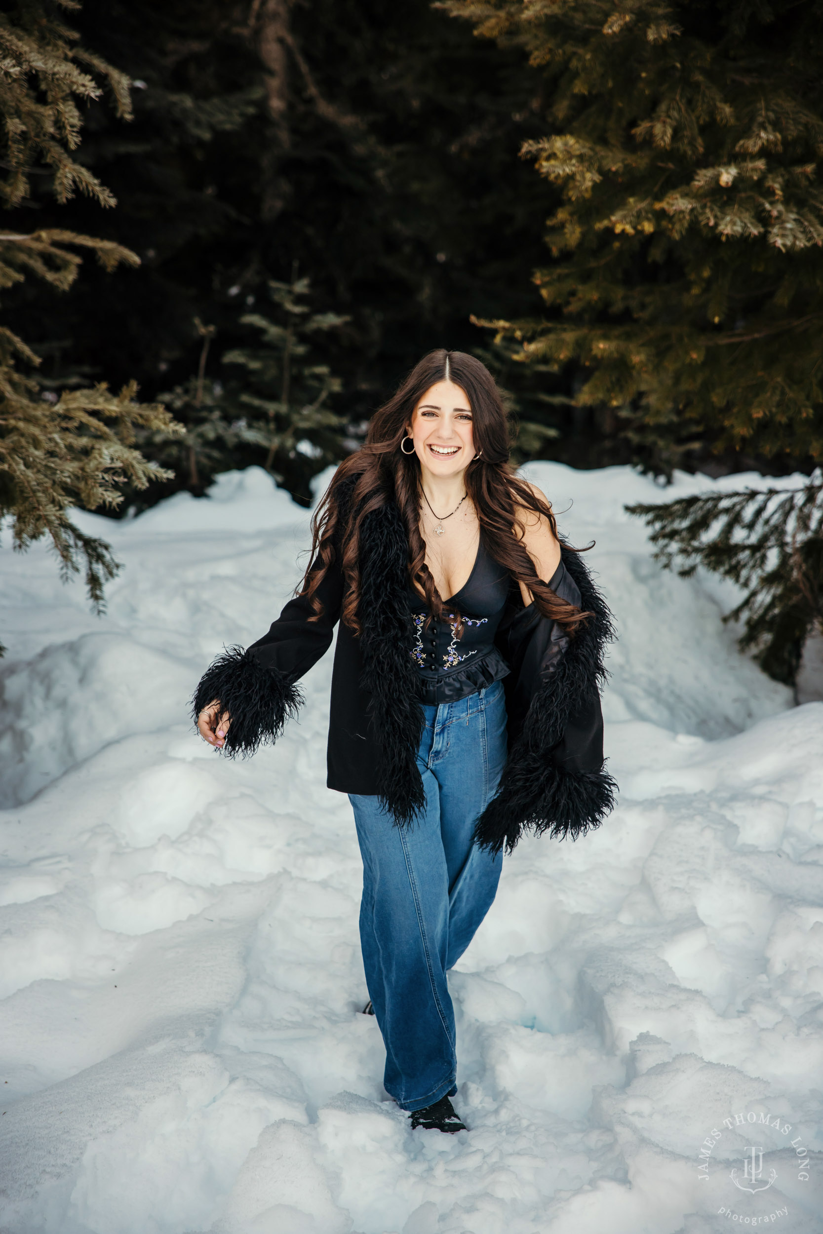 Cascade Mountain HS senior portrait session in the snow by Seattle senior portrait photographer James Thomas Long Photography