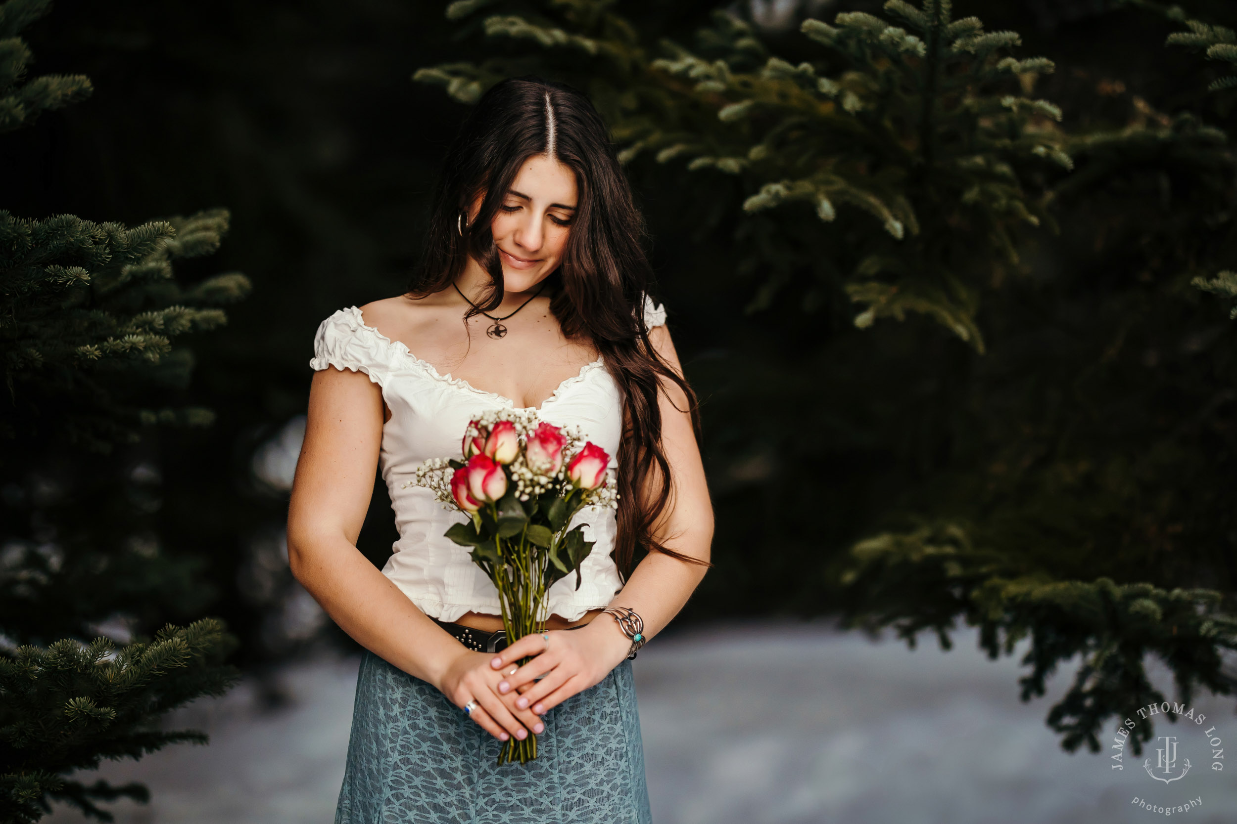 Cascade Mountain HS senior portrait session in the snow by Seattle senior portrait photographer James Thomas Long Photography