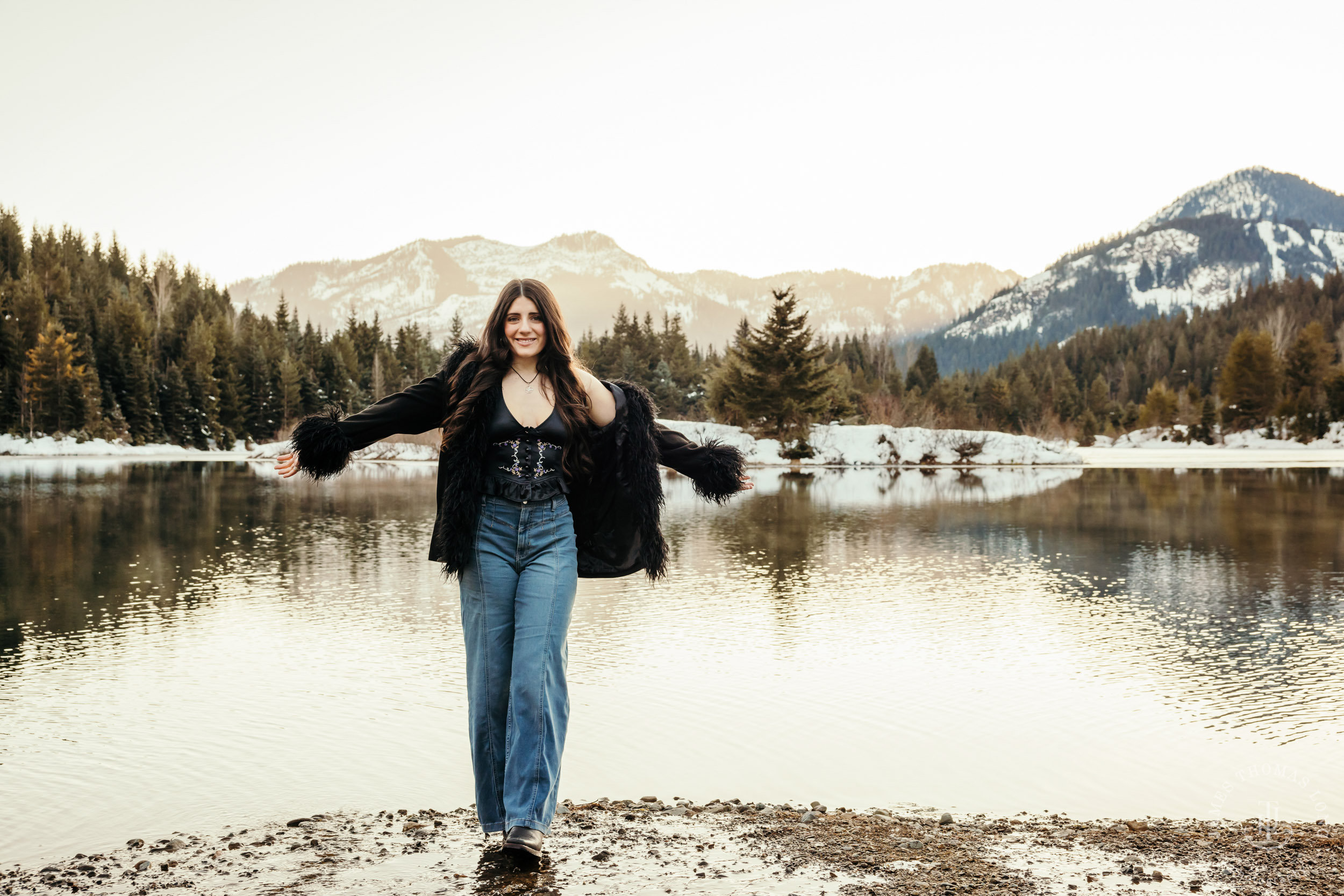 Cascade Mountain HS senior portrait session in the snow by Seattle senior portrait photographer James Thomas Long Photography