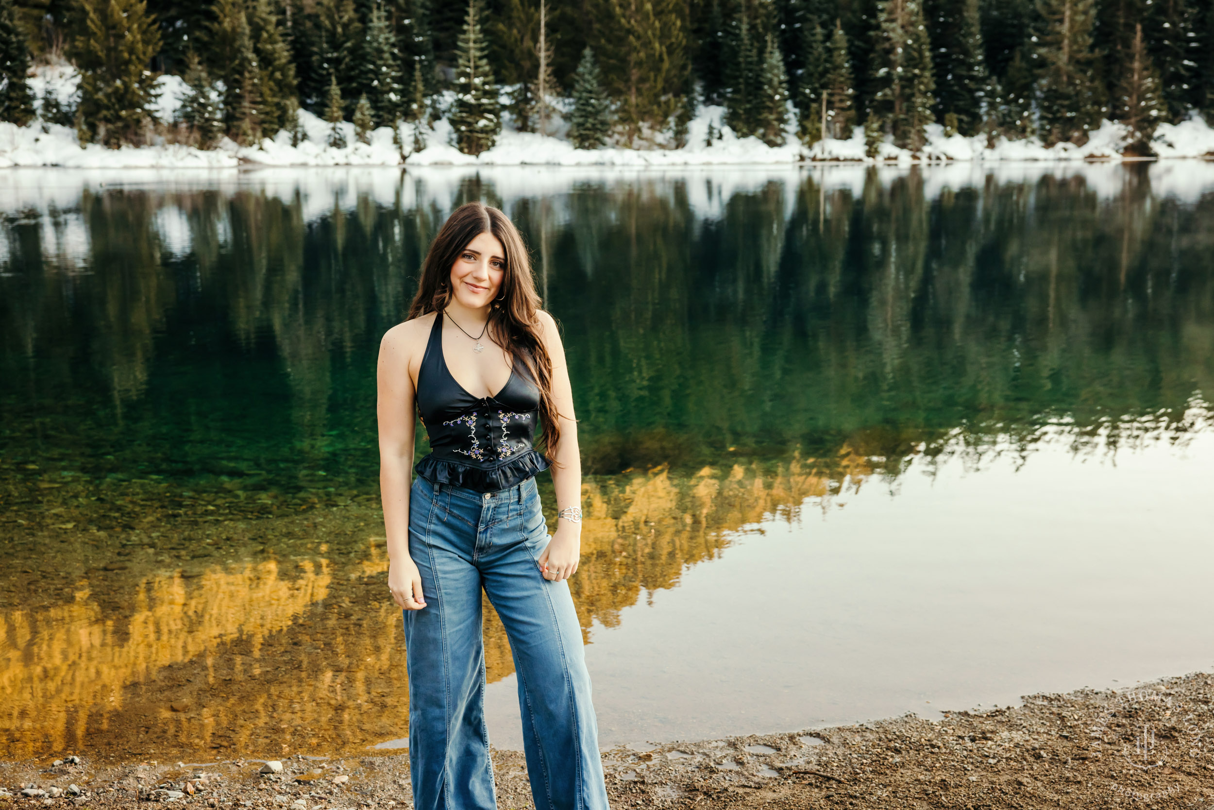 Cascade Mountain HS senior portrait session in the snow by Seattle senior portrait photographer James Thomas Long Photography