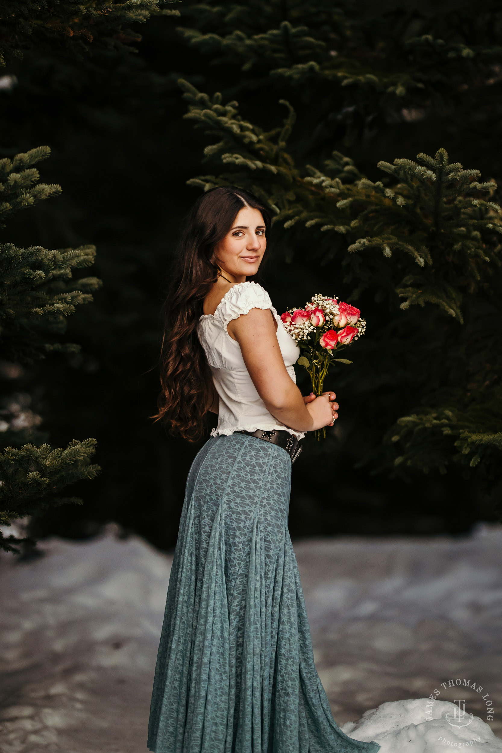 Cascade Mountain HS senior portrait session in the snow by Seattle senior portrait photographer James Thomas Long Photography