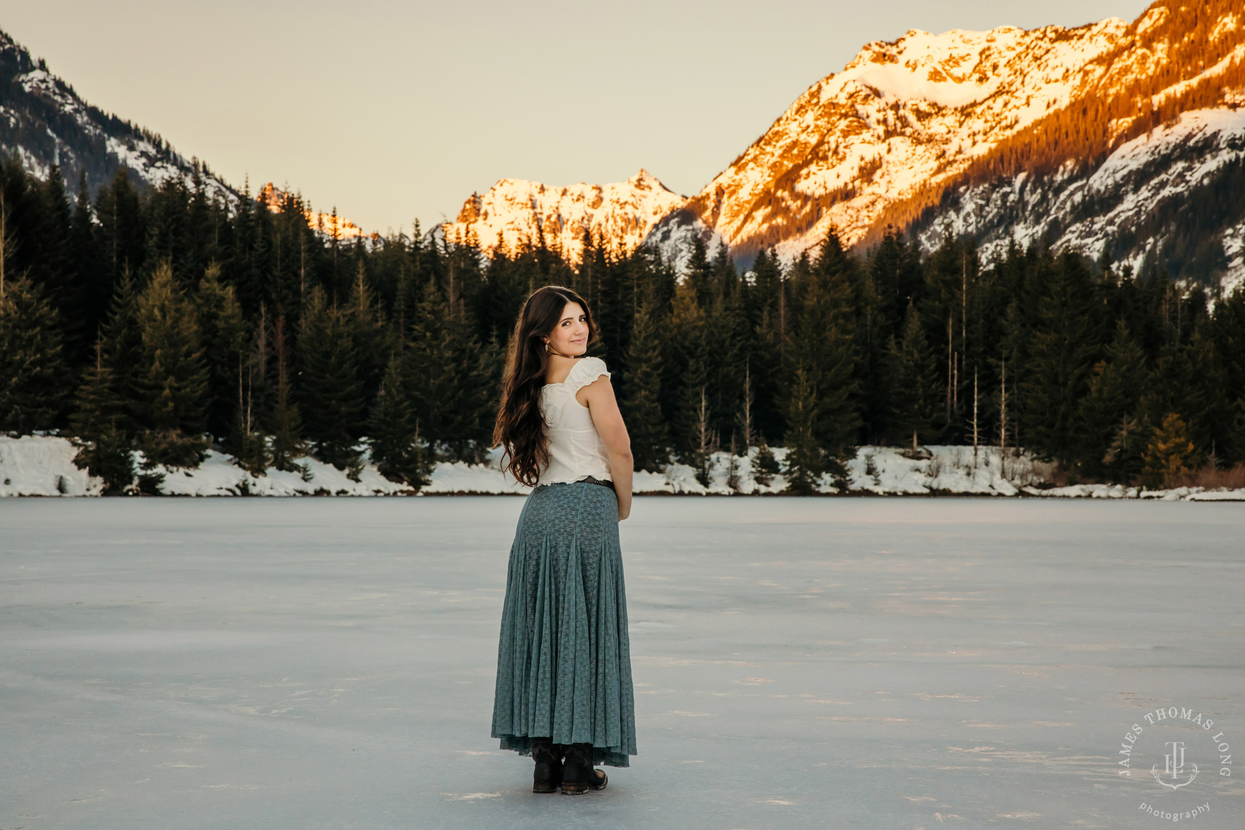 Cascade Mountain HS senior portrait session in the snow by Seattle senior portrait photographer James Thomas Long Photography