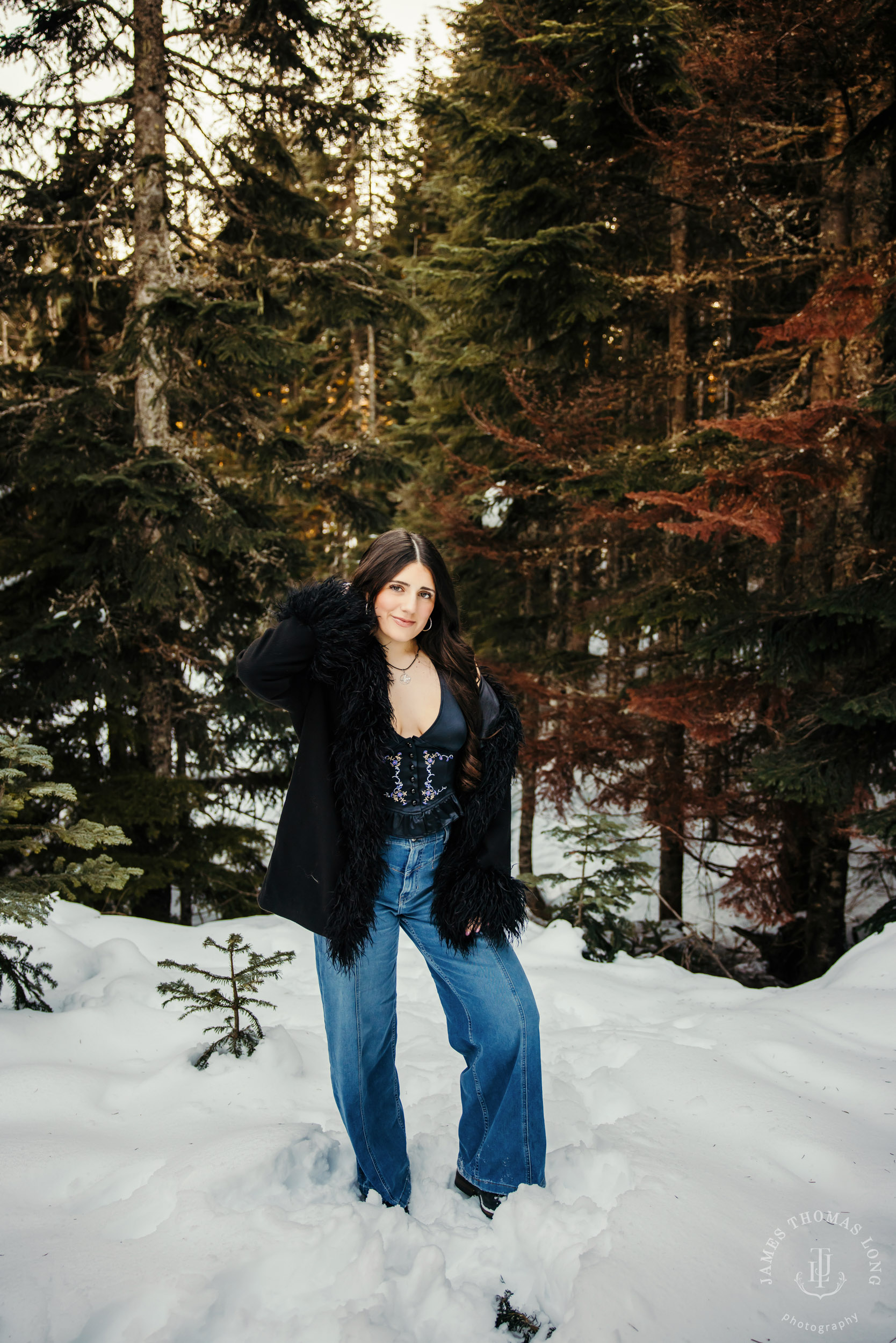 Cascade Mountain HS senior portrait session in the snow by Seattle senior portrait photographer James Thomas Long Photography