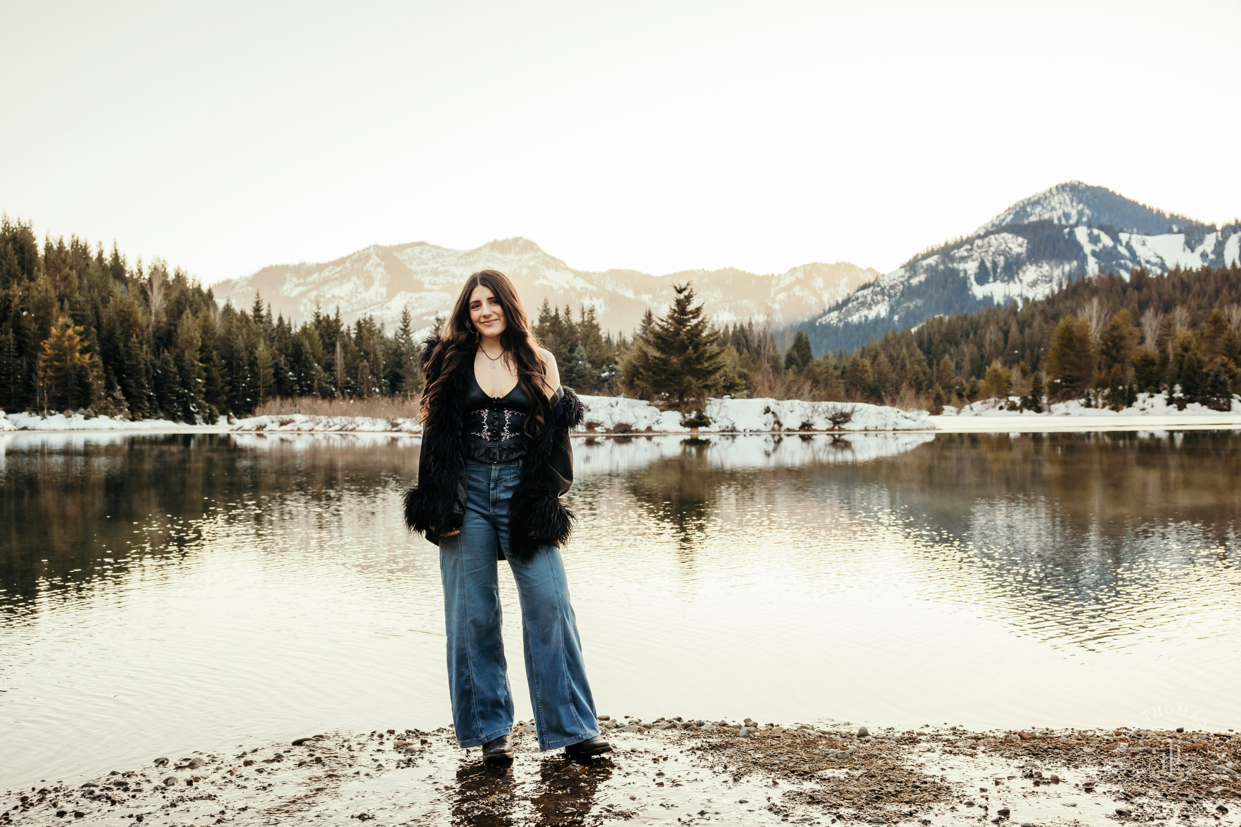 Cascade Mountain HS senior portrait session in the snow by Seattle senior portrait photographer James Thomas Long Photography