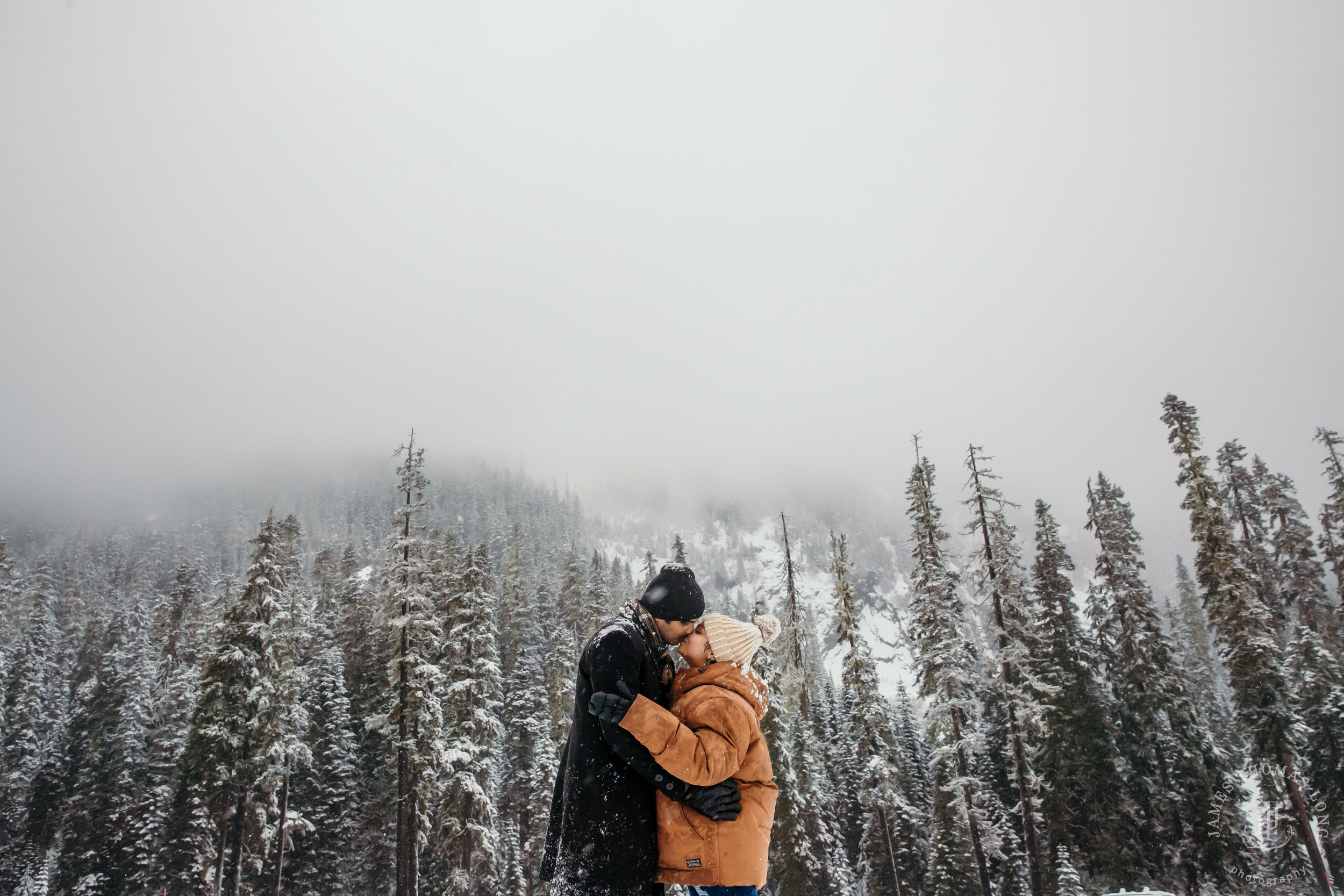 Snoqualmie Pass adventure engagement session by Snoqualmie wedding photographer James Thomas Long Photography