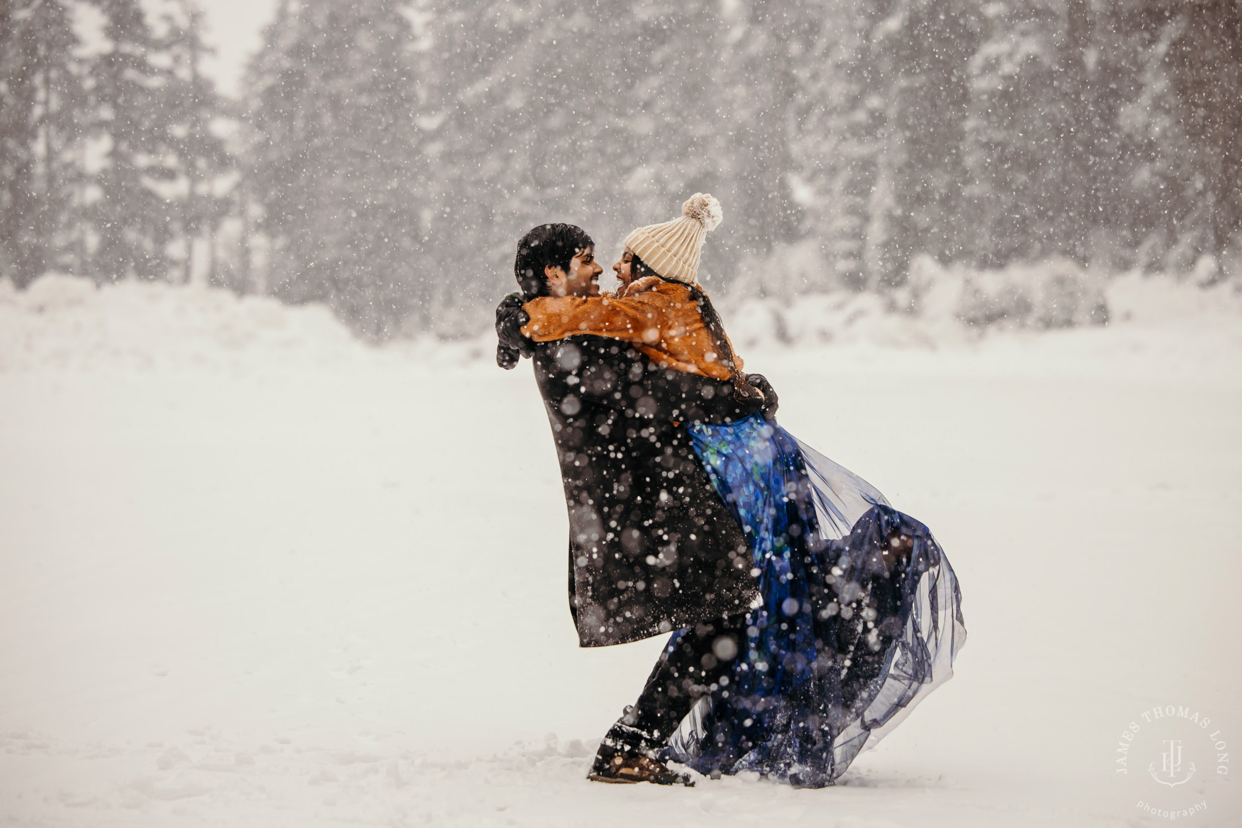 Snoqualmie Pass adventure engagement session by Snoqualmie wedding photographer James Thomas Long Photography