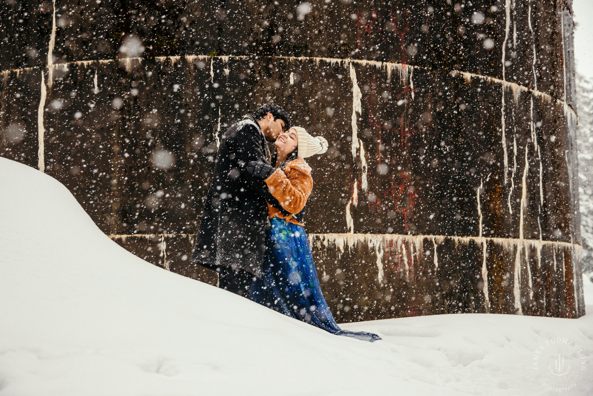 Snoqualmie Pass adventure engagement session by Snoqualmie wedding photographer James Thomas Long Photography