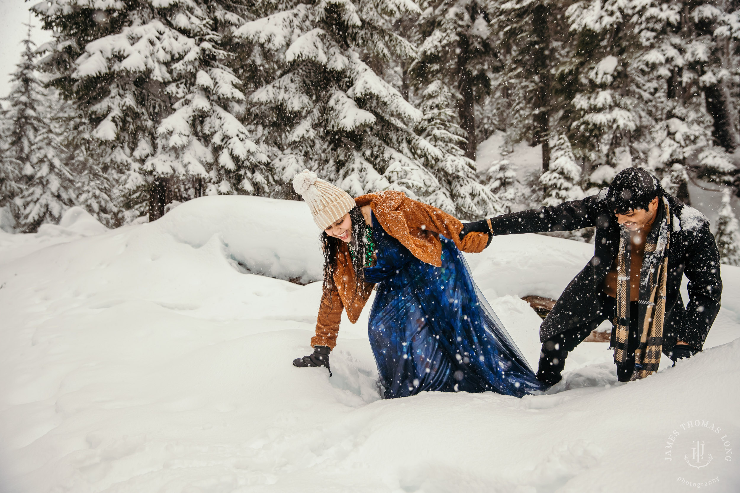 Snoqualmie Pass adventure engagement session by Snoqualmie wedding photographer James Thomas Long Photography