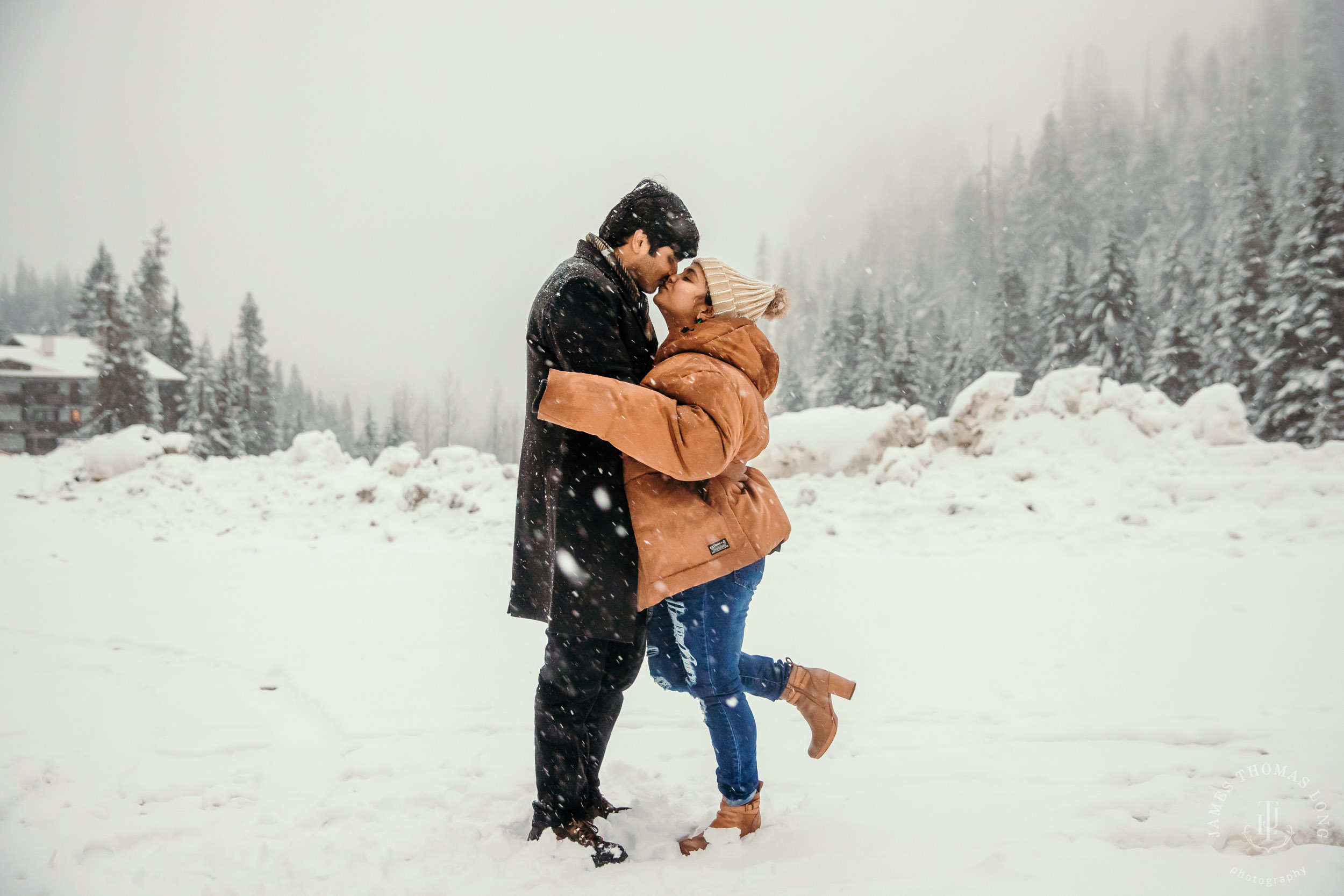 Snoqualmie Pass adventure engagement session by Snoqualmie wedding photographer James Thomas Long Photography