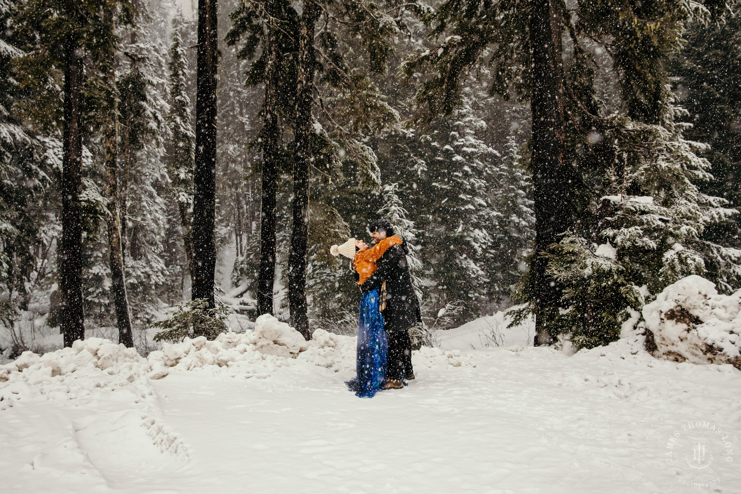 Snoqualmie Pass adventure engagement session by Snoqualmie wedding photographer James Thomas Long Photography