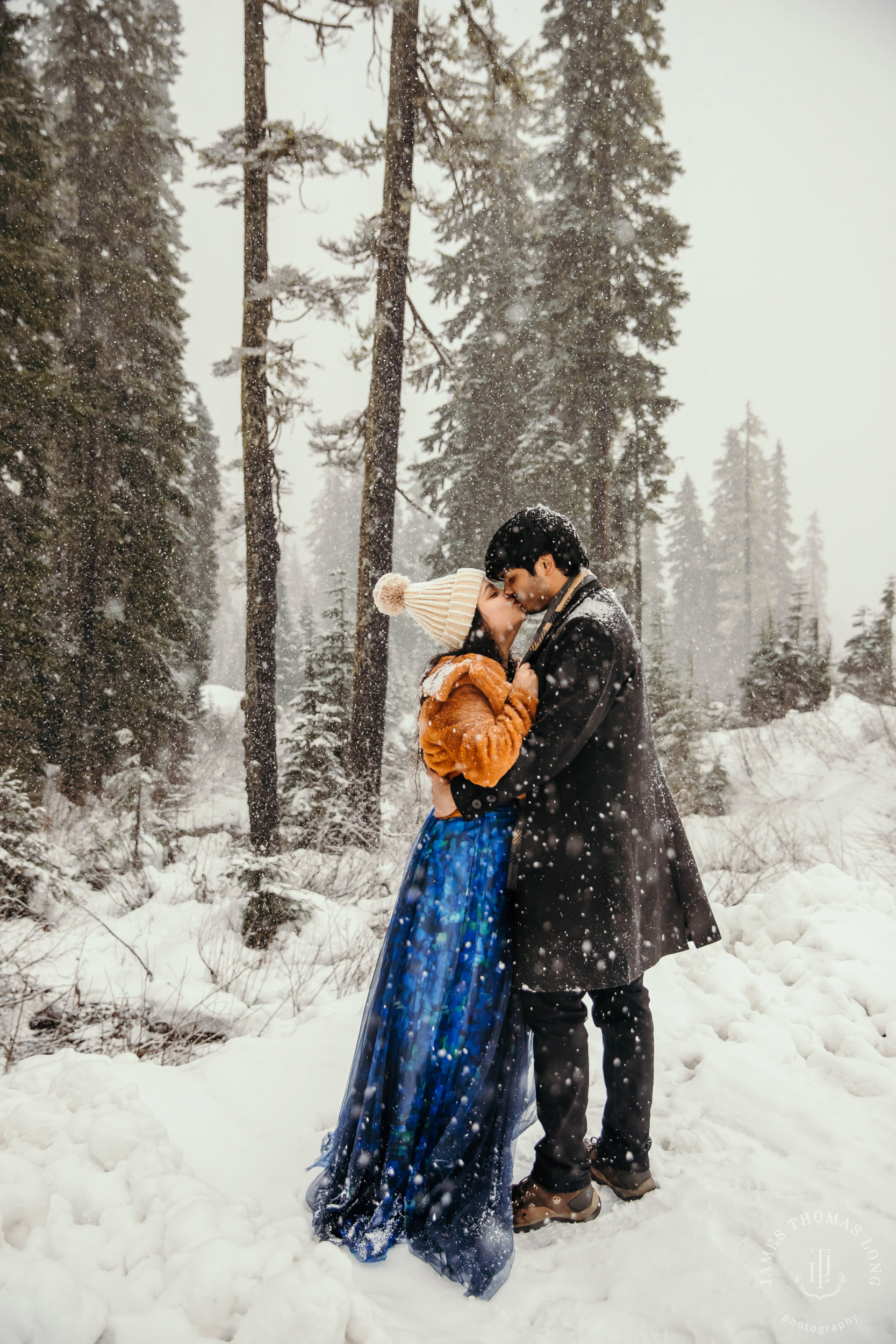 Snoqualmie Pass adventure engagement session by Snoqualmie wedding photographer James Thomas Long Photography