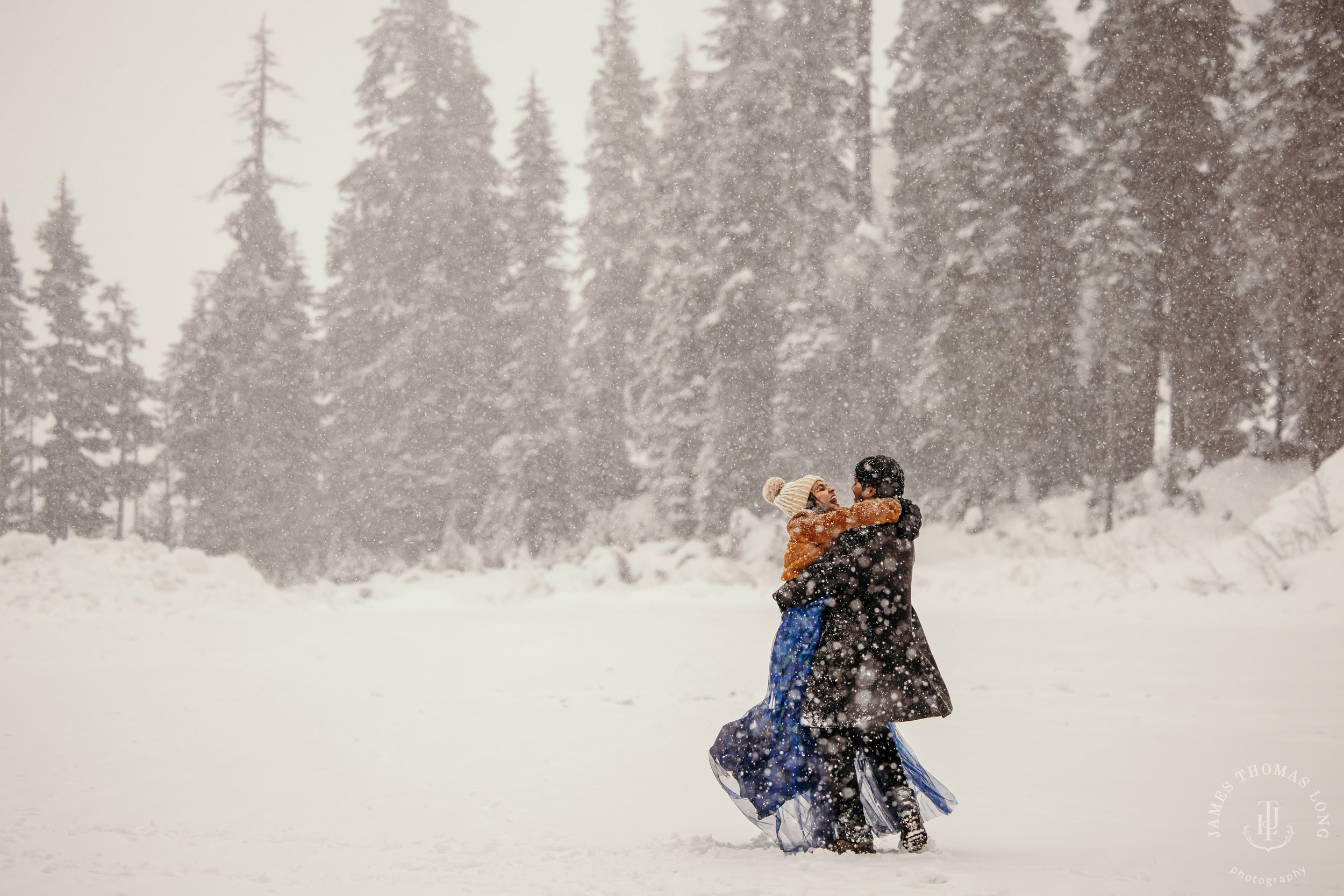 Snoqualmie Pass adventure engagement session by Snoqualmie wedding photographer James Thomas Long Photography