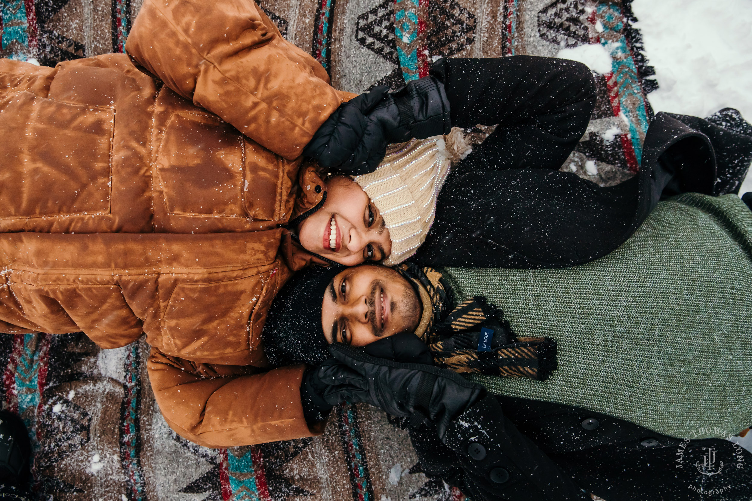 Snoqualmie Pass adventure engagement session by Snoqualmie wedding photographer James Thomas Long Photography