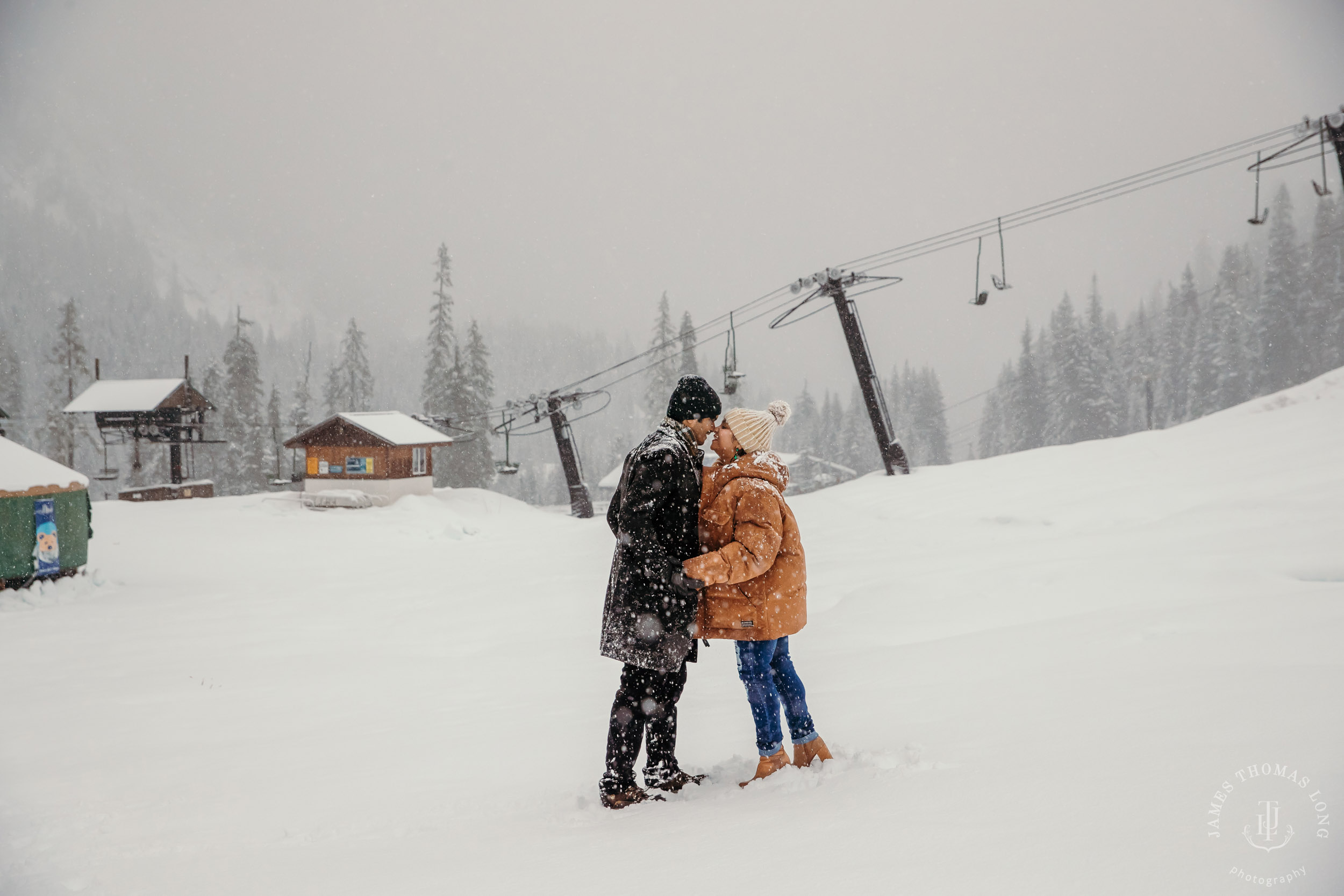 Snoqualmie Pass adventure engagement session by Snoqualmie wedding photographer James Thomas Long Photography