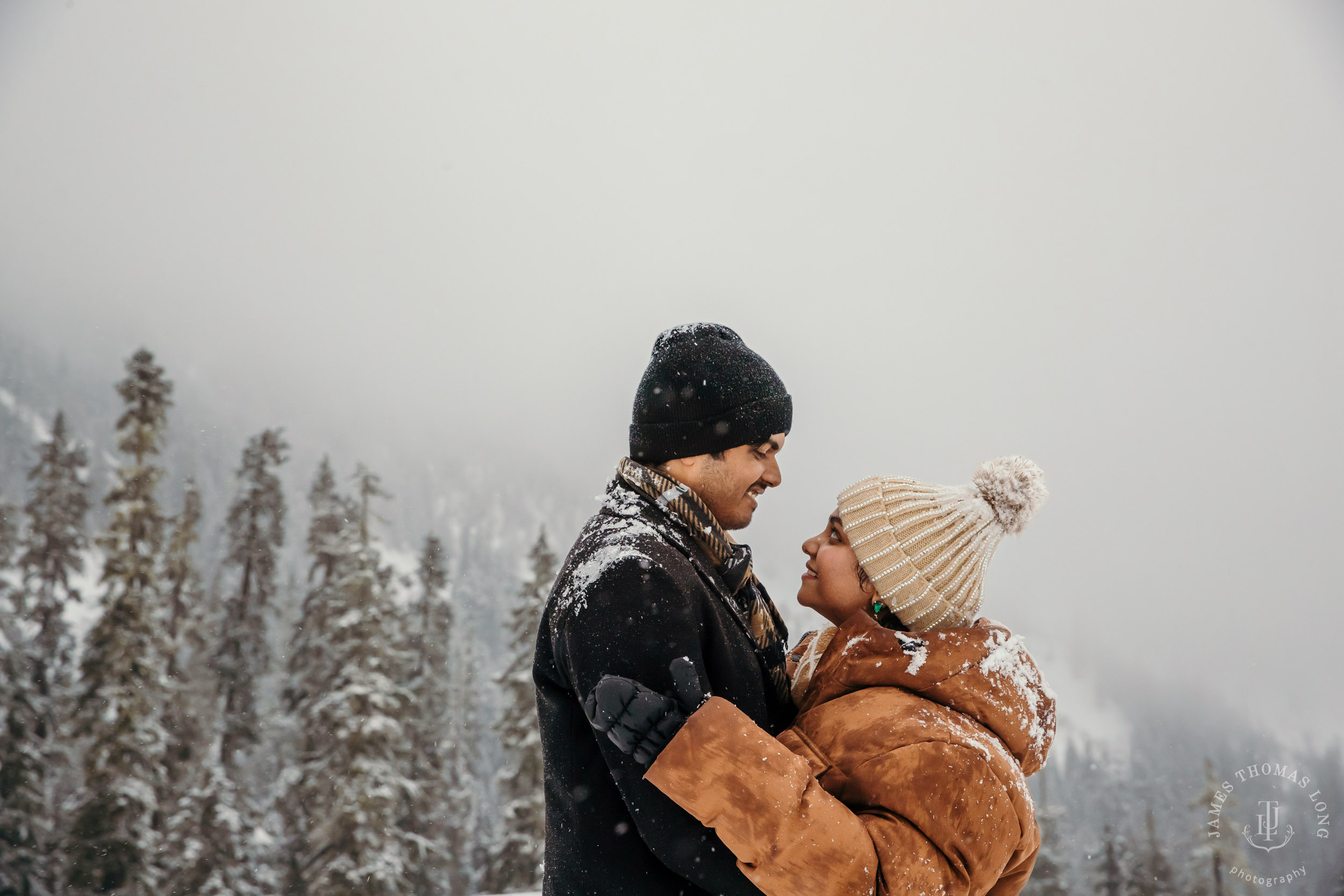 Snoqualmie Pass adventure engagement session by Snoqualmie wedding photographer James Thomas Long Photography