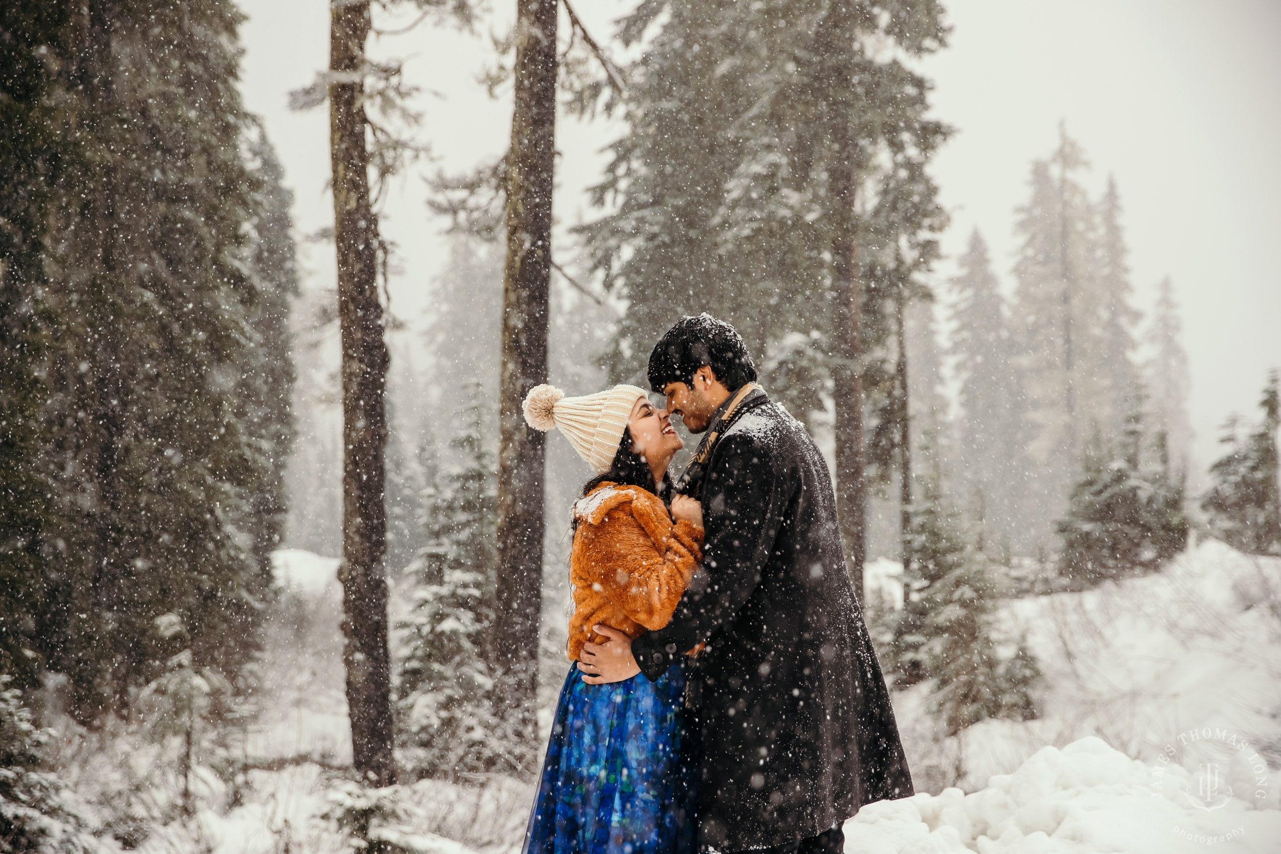 Snoqualmie Pass adventure engagement session by Snoqualmie wedding photographer James Thomas Long Photography