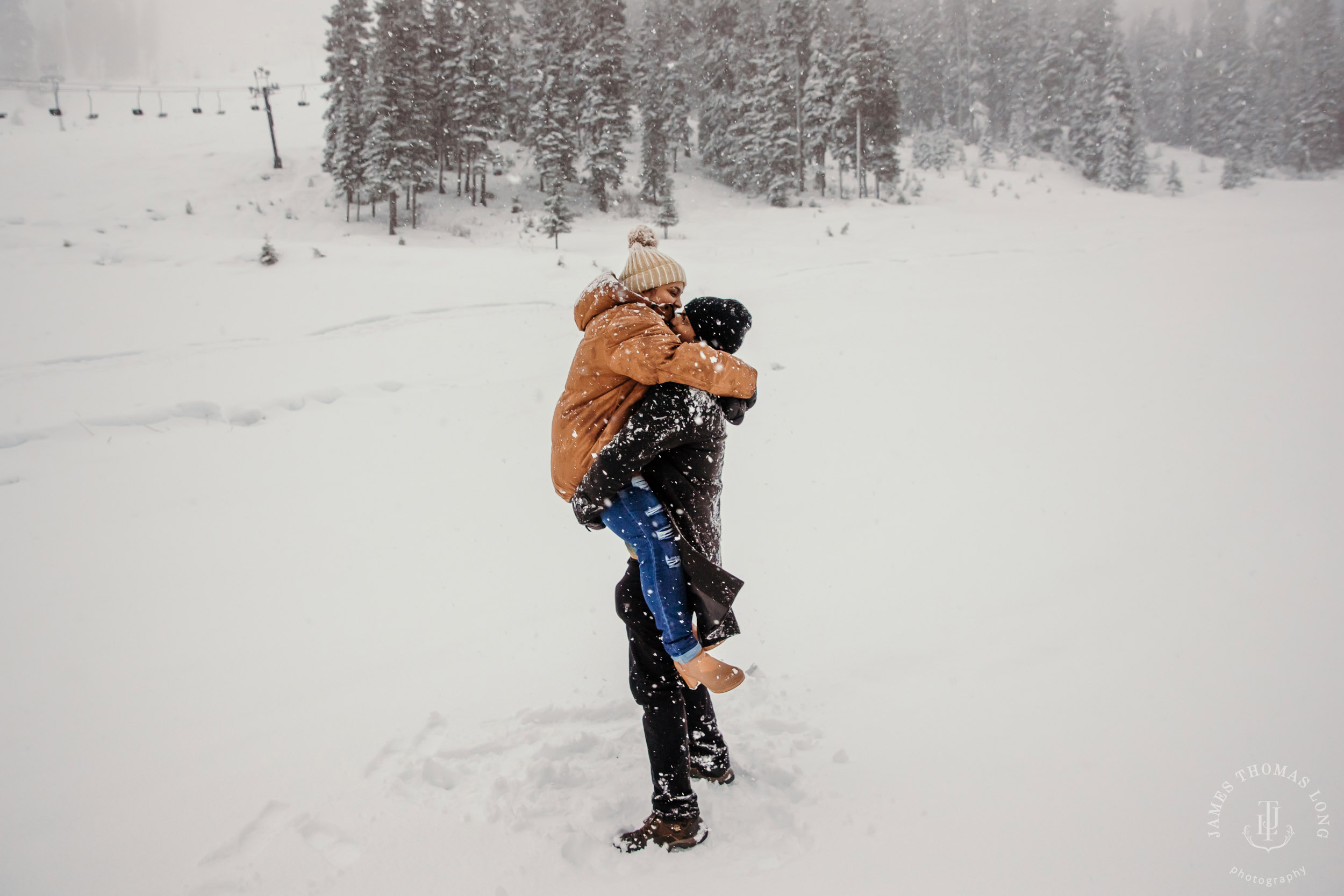 Snoqualmie Pass adventure engagement session by Snoqualmie wedding photographer James Thomas Long Photography