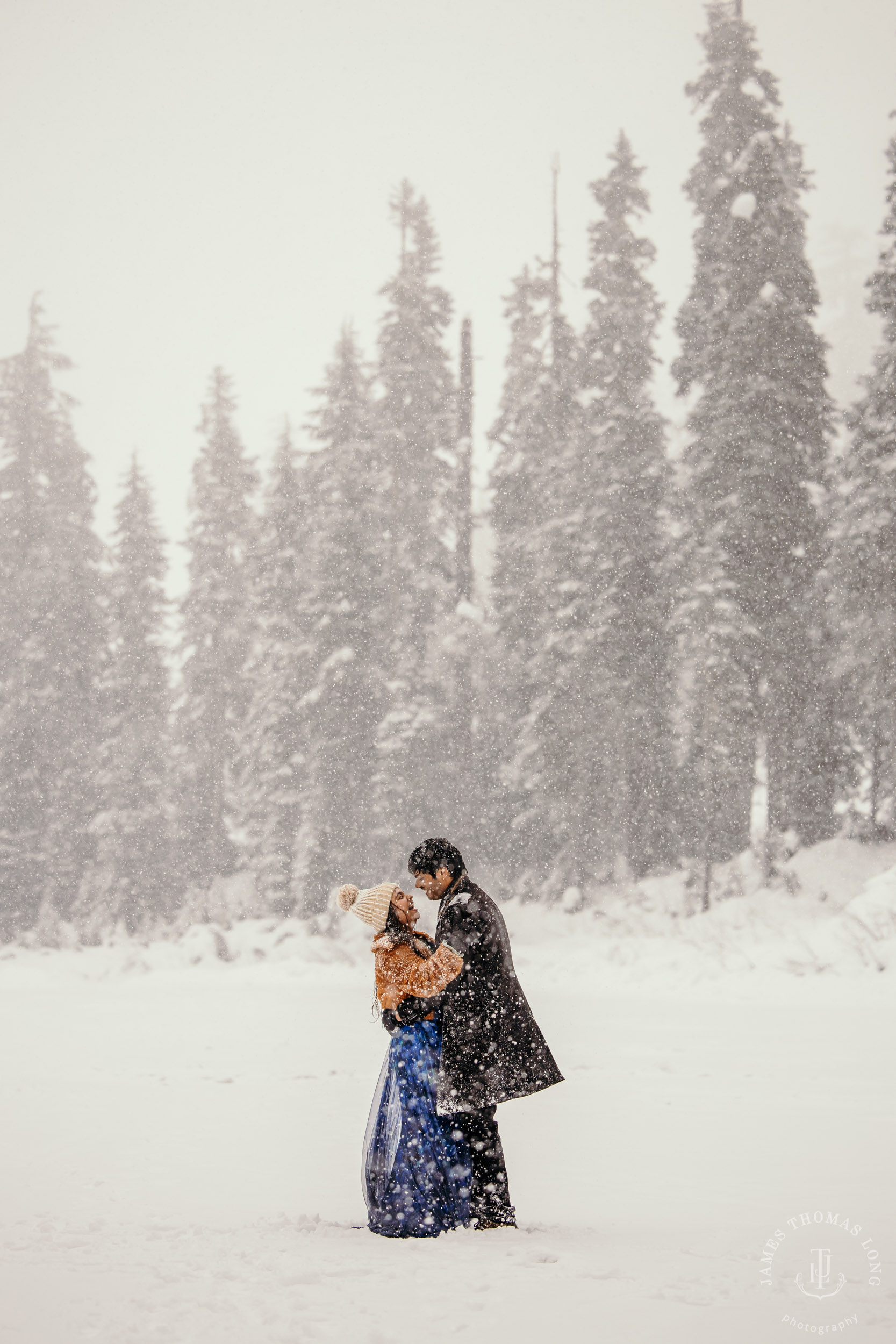 Snoqualmie Pass adventure engagement session by Snoqualmie wedding photographer James Thomas Long Photography