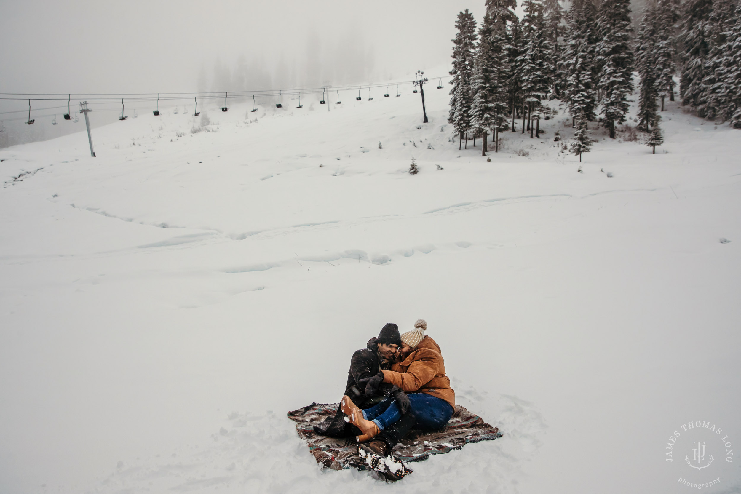 Snoqualmie Pass adventure engagement session by Snoqualmie wedding photographer James Thomas Long Photography