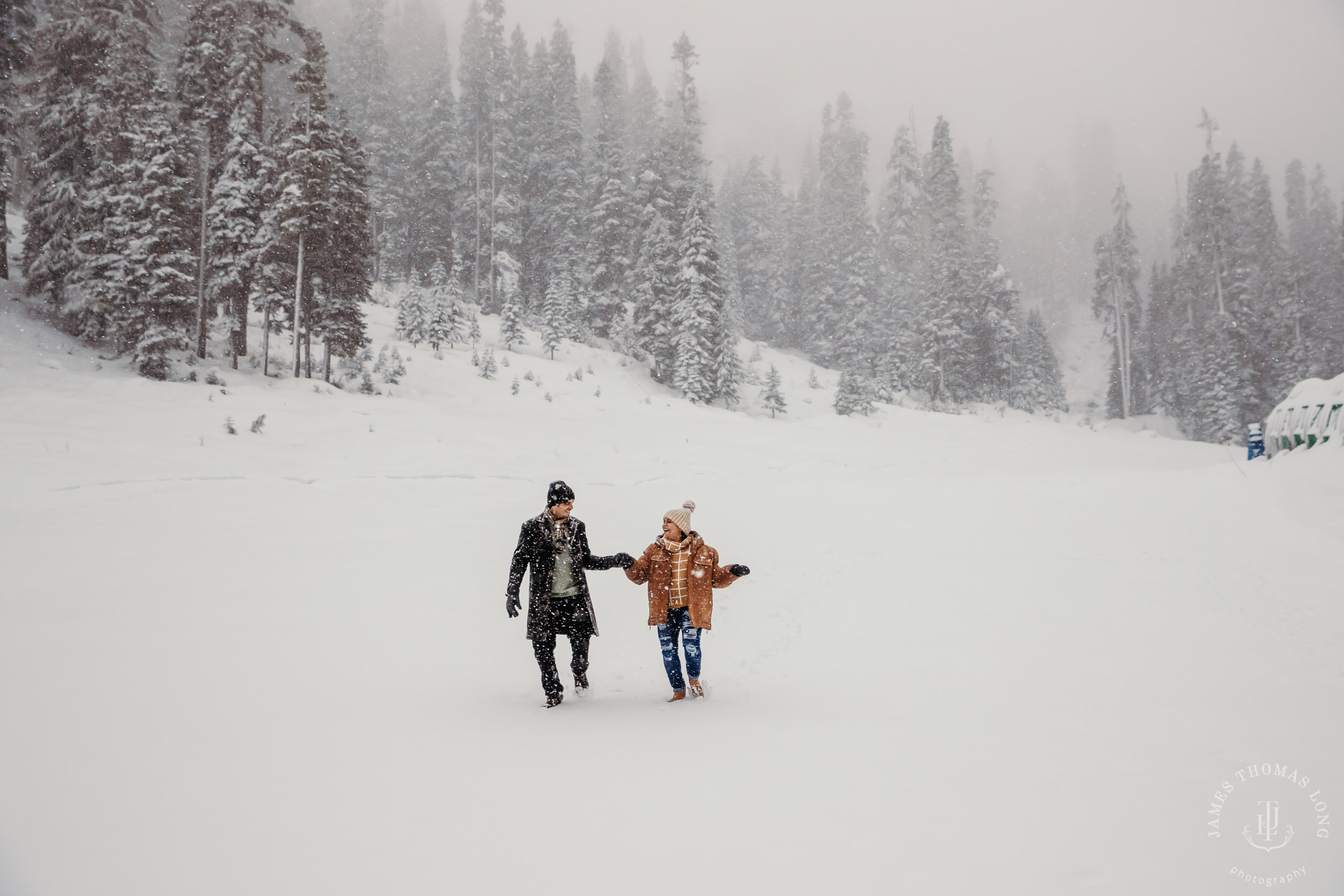 Snoqualmie Pass adventure engagement session by Snoqualmie wedding photographer James Thomas Long Photography