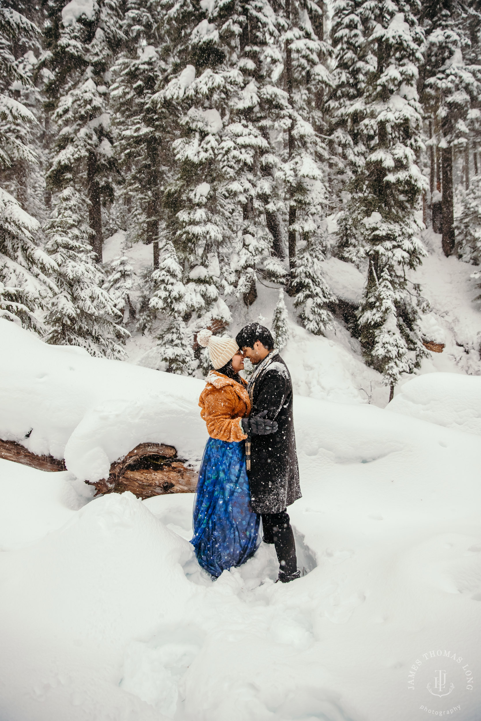 Snoqualmie Pass adventure engagement session by Snoqualmie wedding photographer James Thomas Long Photography