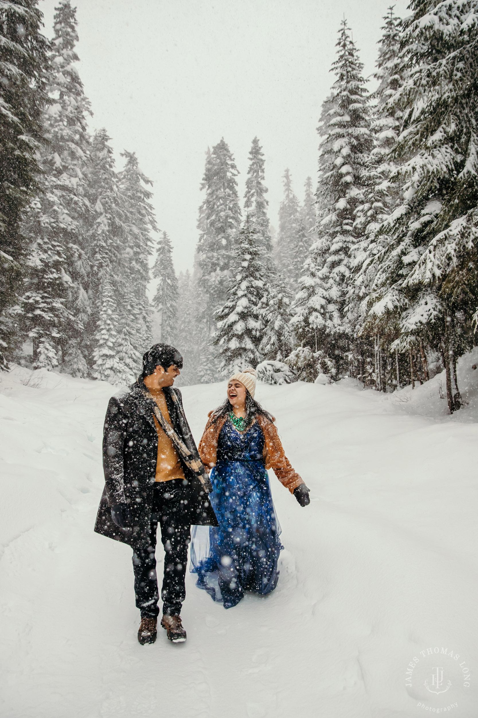 Snoqualmie Pass adventure engagement session by Snoqualmie wedding photographer James Thomas Long Photography