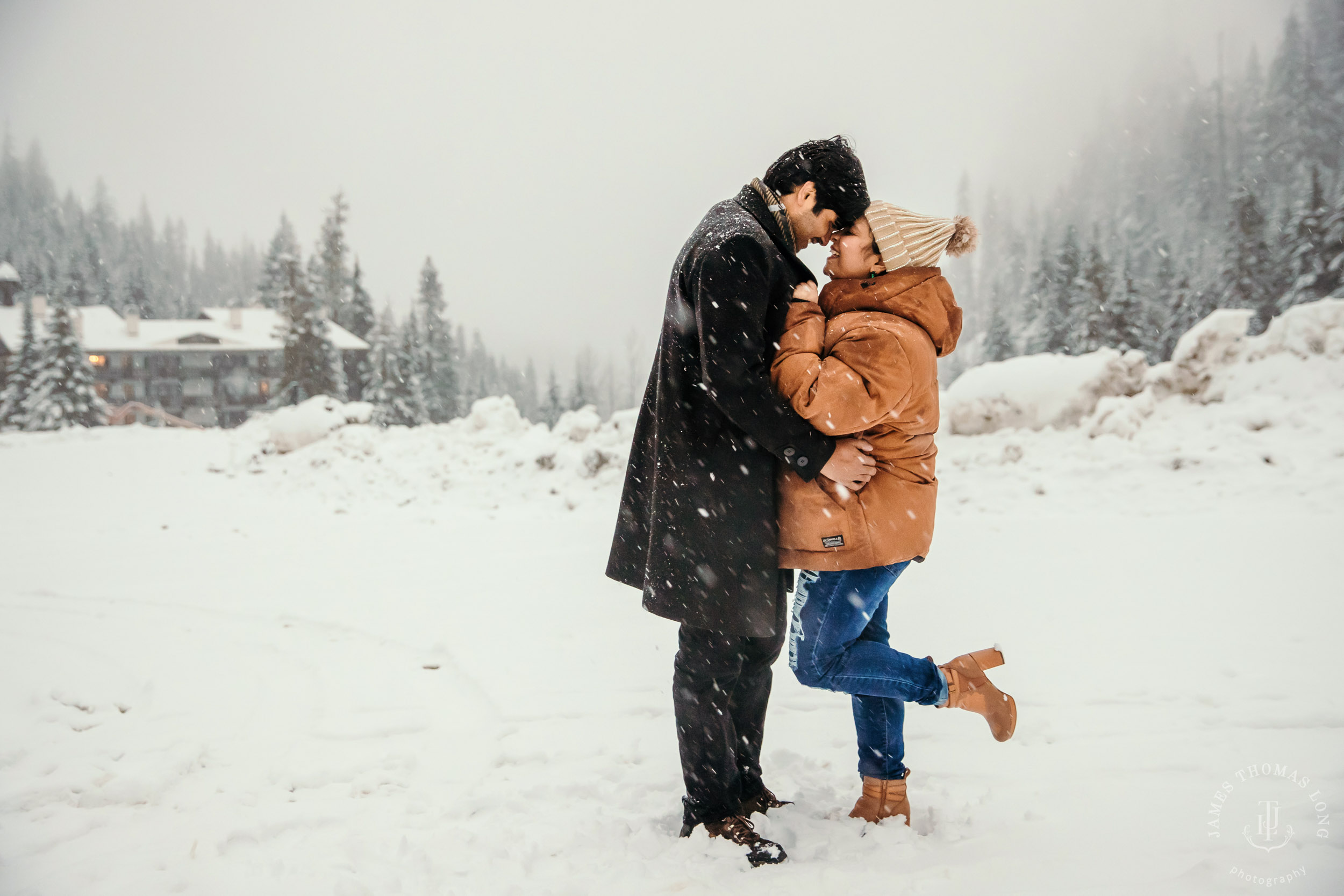 Snoqualmie Pass adventure engagement session by Snoqualmie wedding photographer James Thomas Long Photography