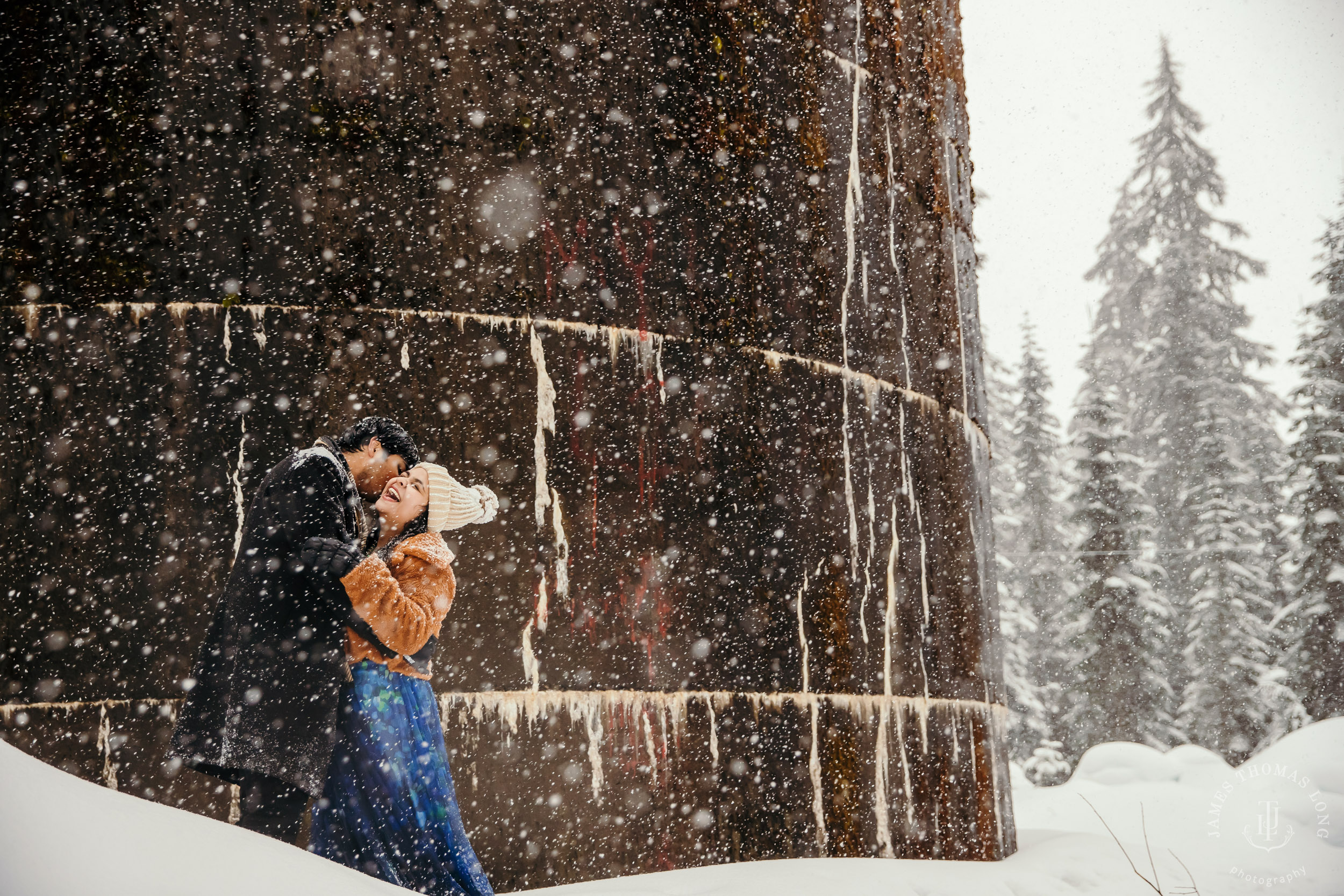 Snoqualmie Pass adventure engagement session by Snoqualmie wedding photographer James Thomas Long Photography