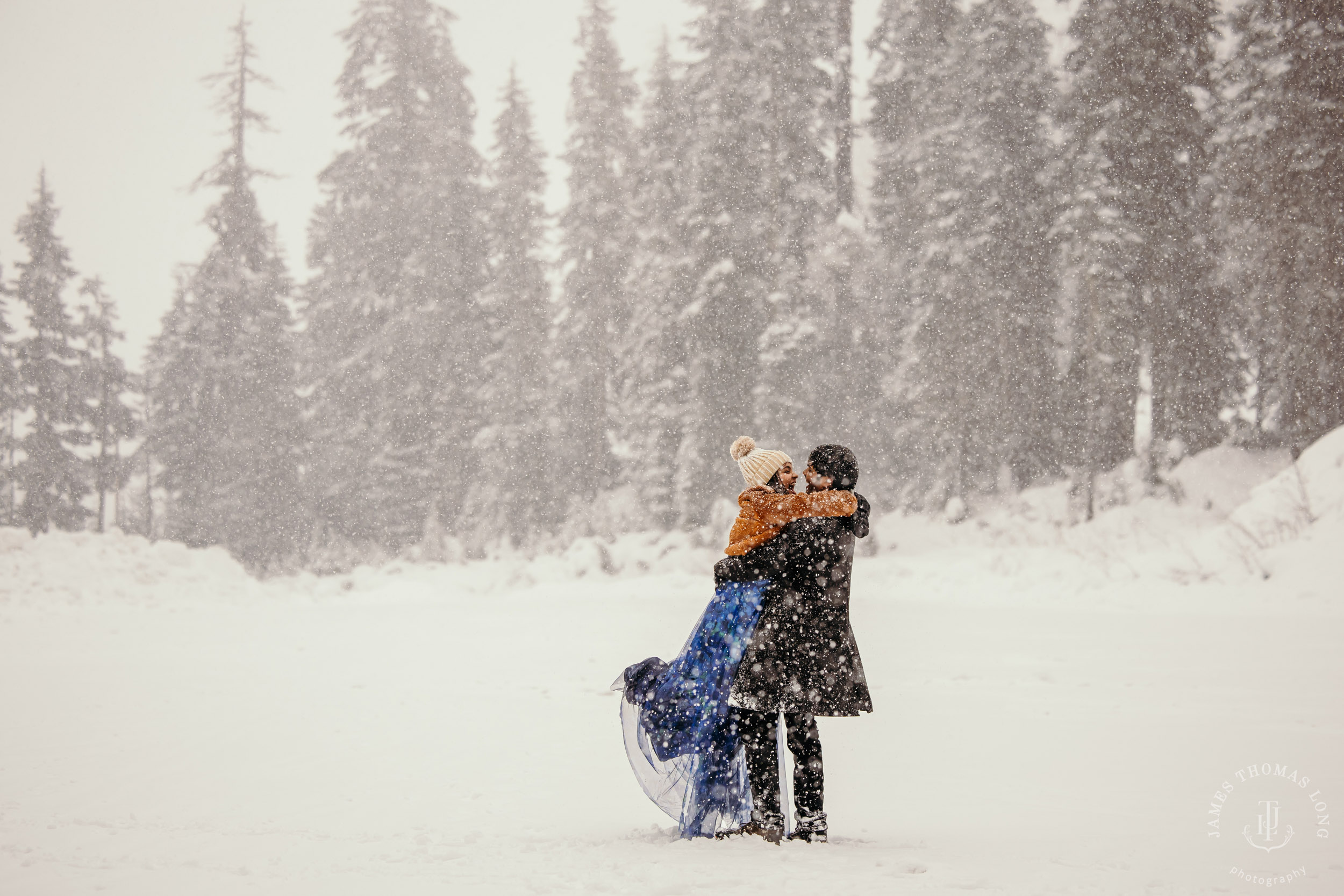 Snoqualmie Pass adventure engagement session by Snoqualmie wedding photographer James Thomas Long Photography