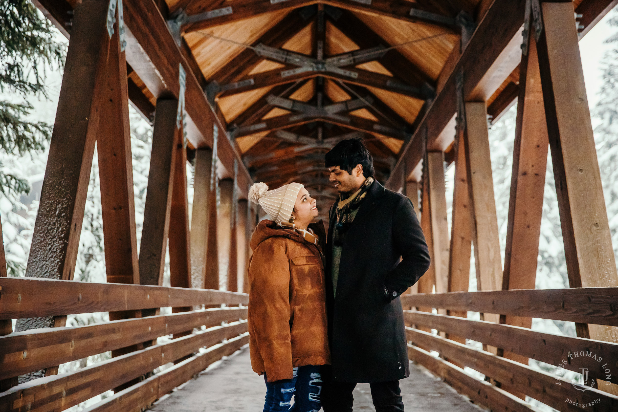 Snoqualmie Pass adventure engagement session by Snoqualmie wedding photographer James Thomas Long Photography