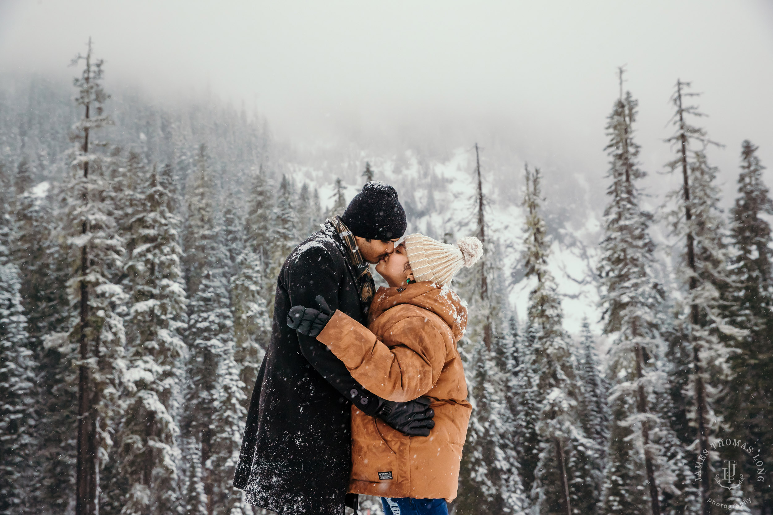 Snoqualmie Pass adventure engagement session by Snoqualmie wedding photographer James Thomas Long Photography